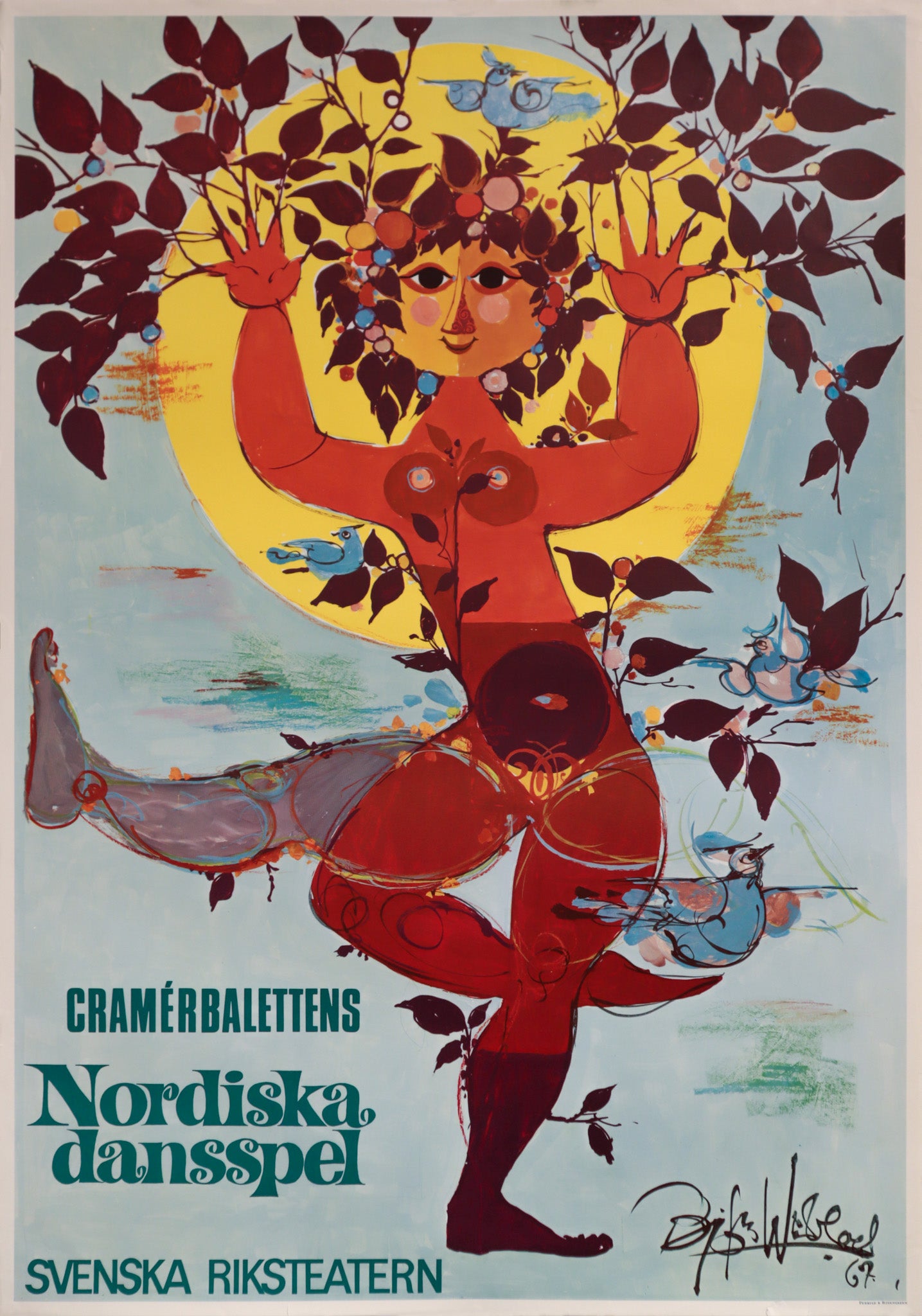 1967 Vintage Danish Theater Poster - Nordiska Dansspel (Nordic Dance Games) - Perfect for Scandinavian Home Decor & Art Collectors