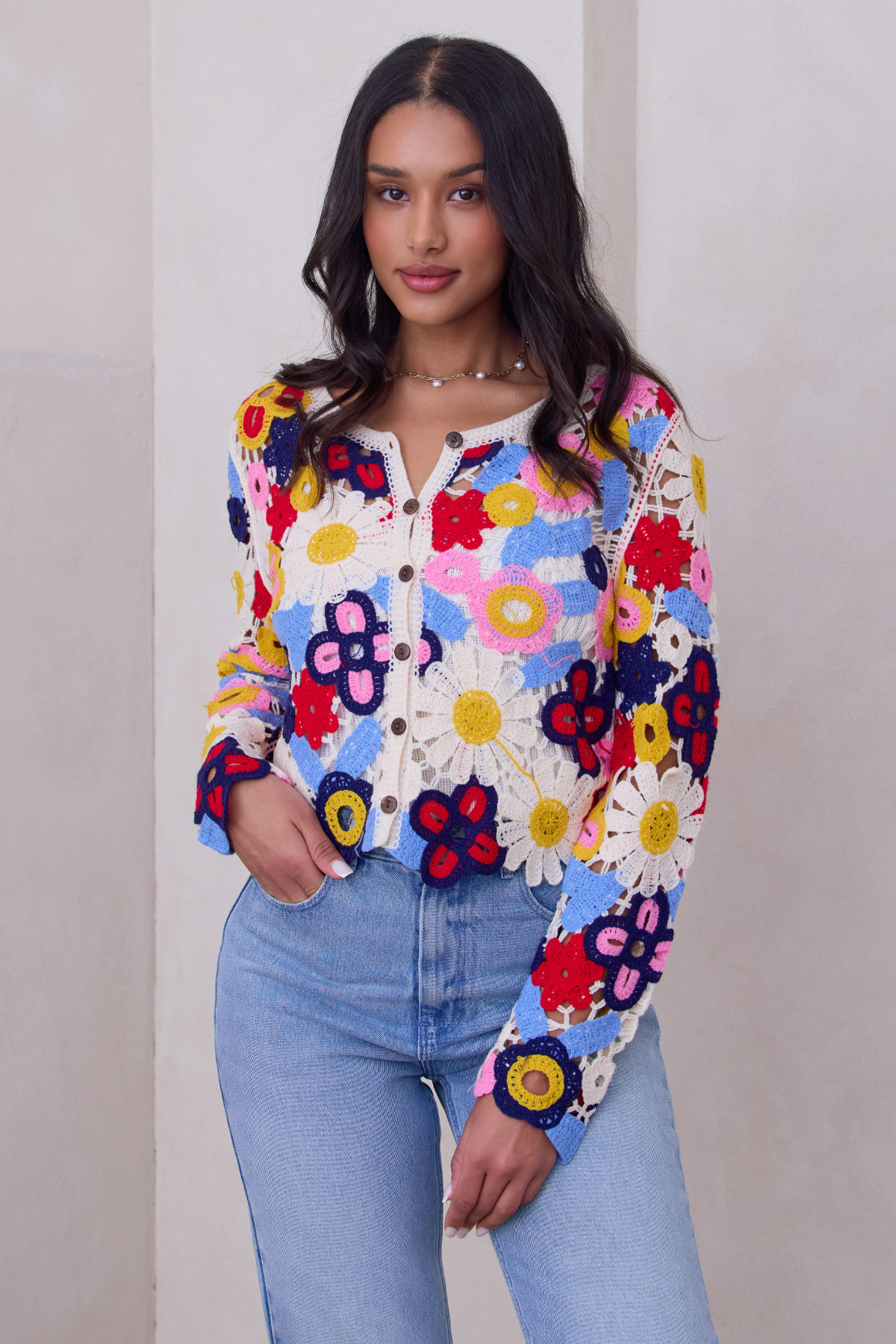 Elegant Floral Lace Crochet Cardigan for Women - Boho Chic Spring Summer Lightweight Cover-Up - Perfect for Beach Weddings, Date Nights & Layering Outfits