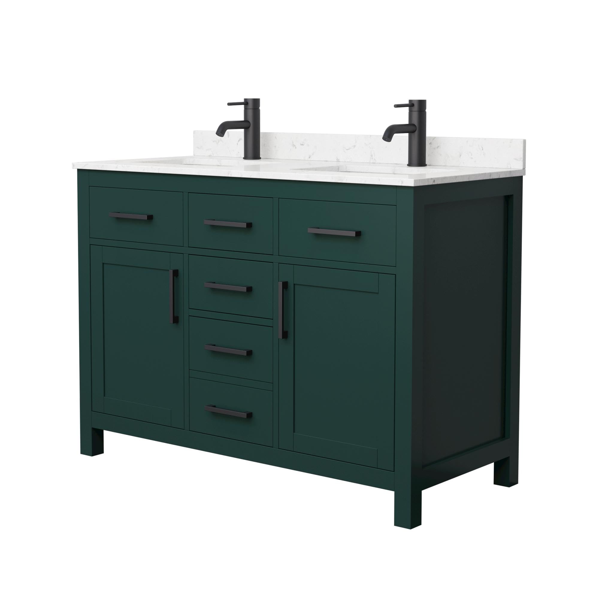 Wyndham Collection Beckett Vanity Set with Mirror - Green Bathroom Vanity for Modern Homes (WCG242448DGKCCUNSMXX) | Perfect for Master Bathroom, Guest Bath & Powder Room Makeovers