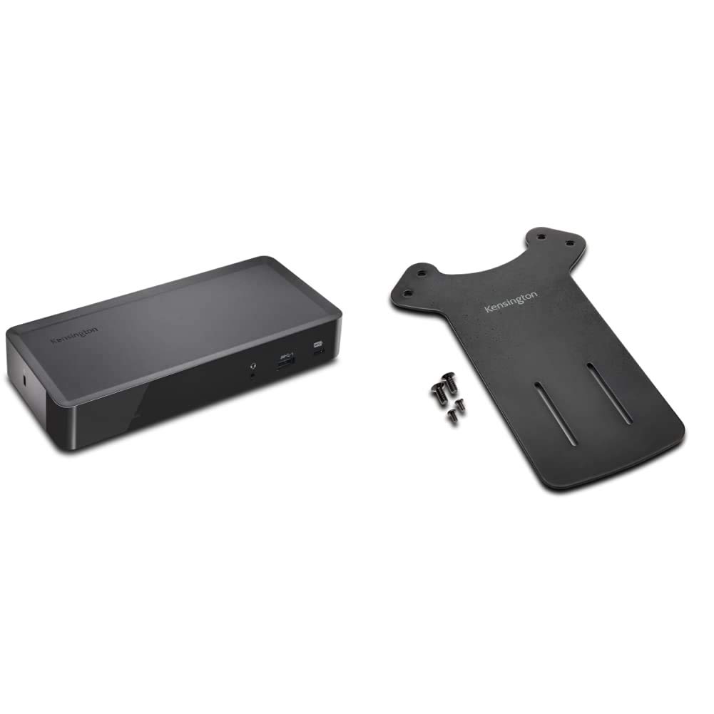 Kensington SD4700P 60W USB-C/USB-A Dual Display Docking Station with Power Delivery - Compatible with Windows PC, Surface Pro & Laptops - Includes VESA Mount Plate for Monitor - Perfect for Home Office & Workspace Setup