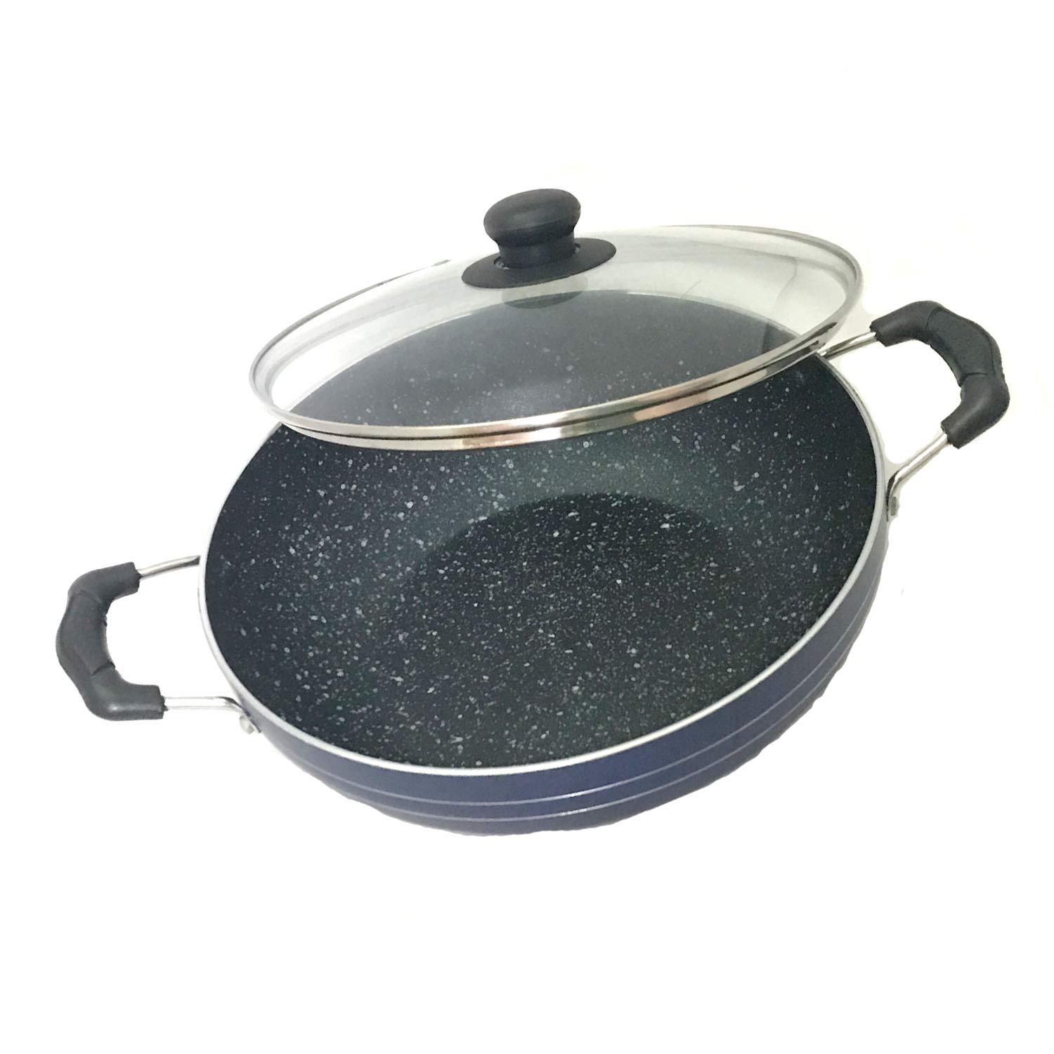 **Non-Stick Kadai with Glass Lid - 2.2L Deep Fry Pan for Gas & Induction - Aluminum All-Purpose Kadhai for Stir-Frying, Cooking, and Frying - Perfect for Indian, Asian & Home Cooking**
