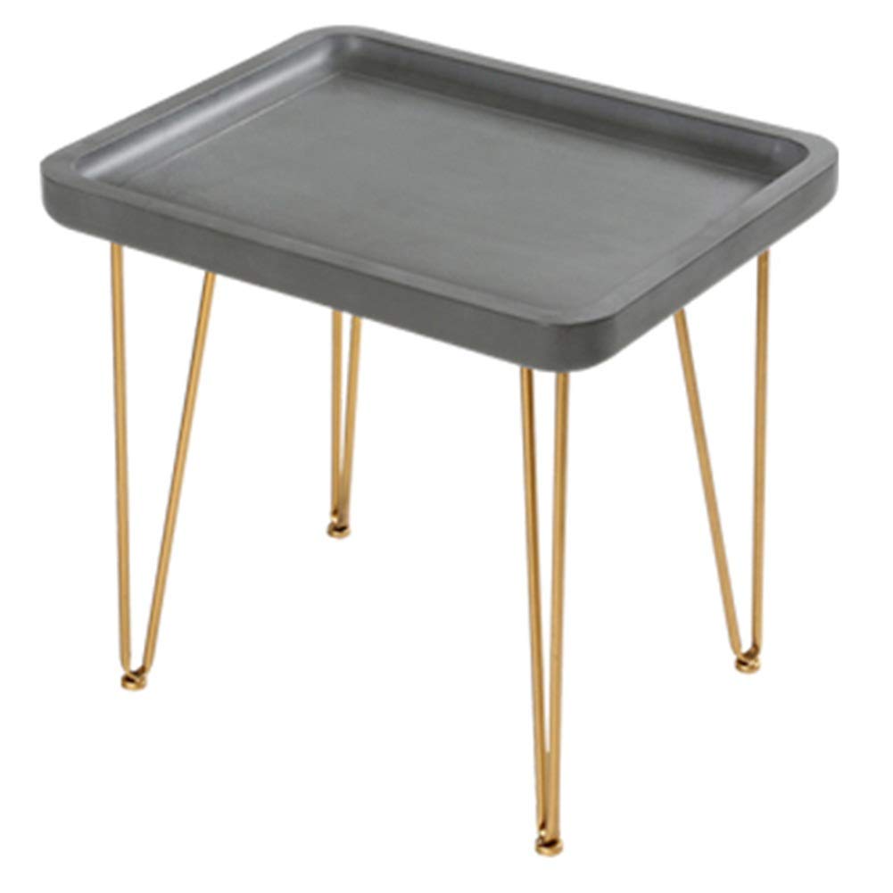 Nordic Modern Side Table Nightstand - Gray Wrought Iron Mobile Small Coffee Table for Living Room, Bedroom, Balcony (50x40x47cm) | Perfect for Small Spaces, Reading Nook & Home Decor