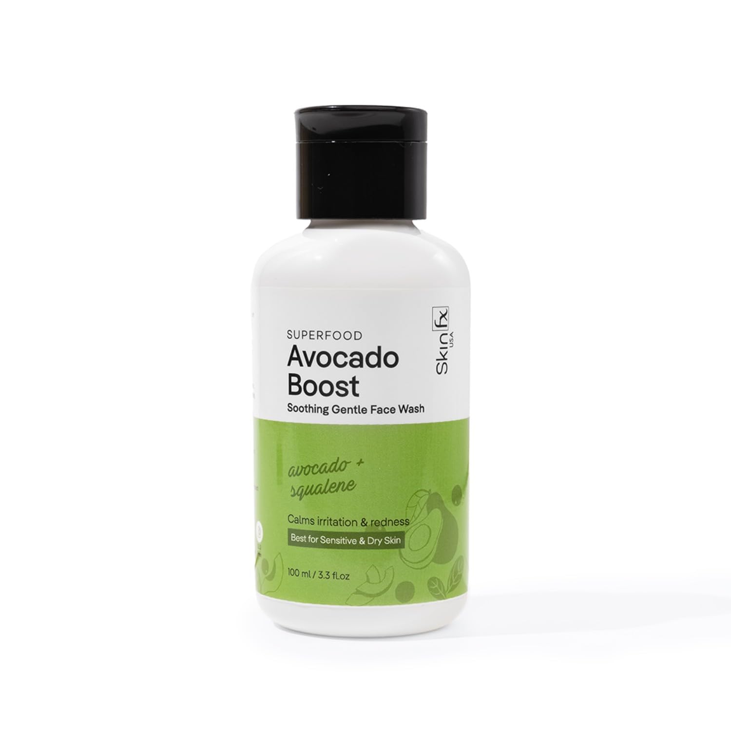Skin Fx Gentle Face Wash for Sensitive & Dry Skin - Hydrating Cleanser with Avocado Superfood for Men & Women | Barrier Repair Formula to Soothe Irritation & Redness | 100ml | Perfect for Daily Skincare Routine & Post-Workout Refreshment