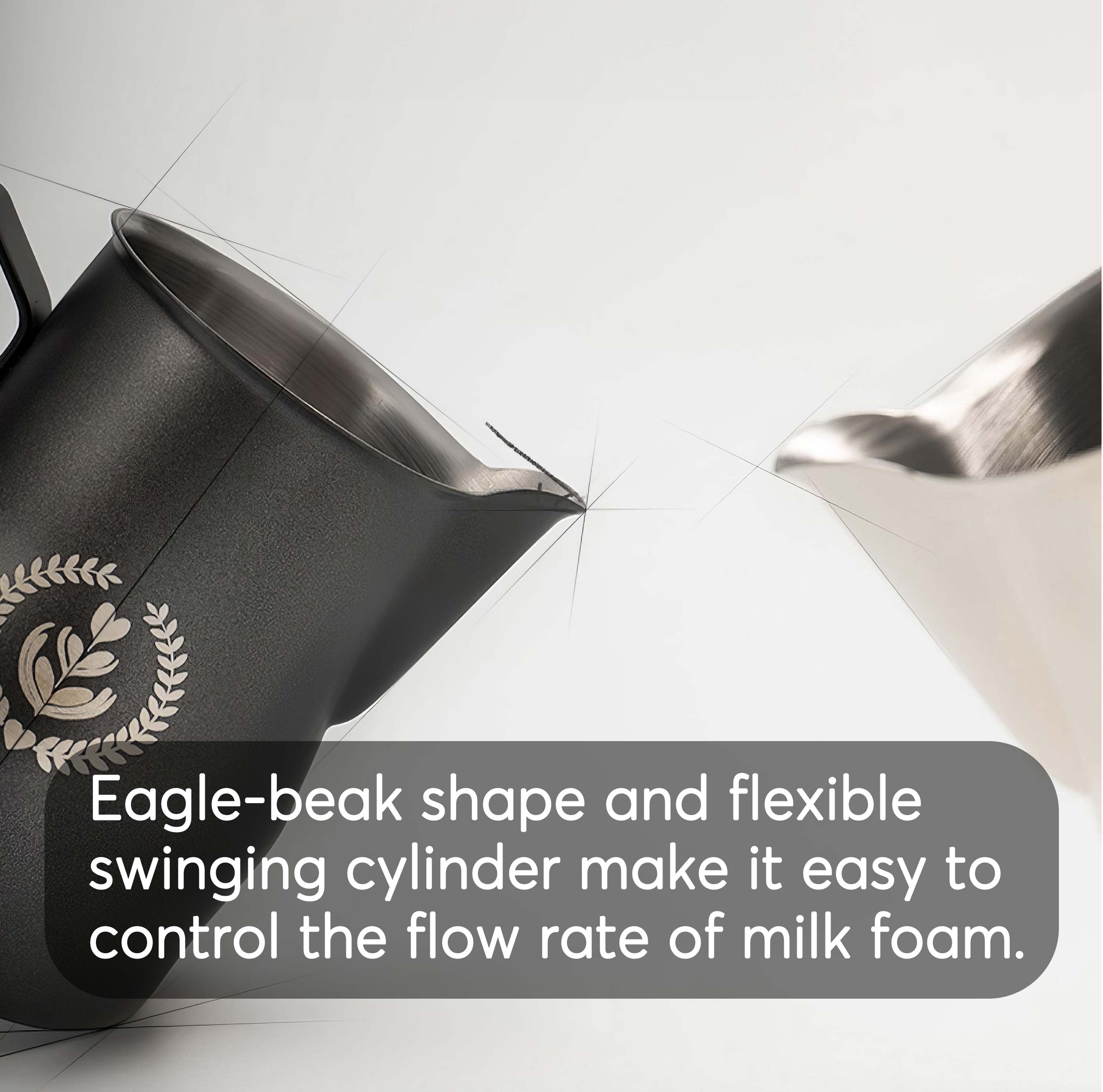 Premium Non-Stick Latte Art Milk Pitcher for Cappuccino & Coffee - Barista-Grade Stainless Steel Frothing Jug for Perfect Milk Foam & Latte Designs - Ideal for Home Baristas & Coffee Shops
