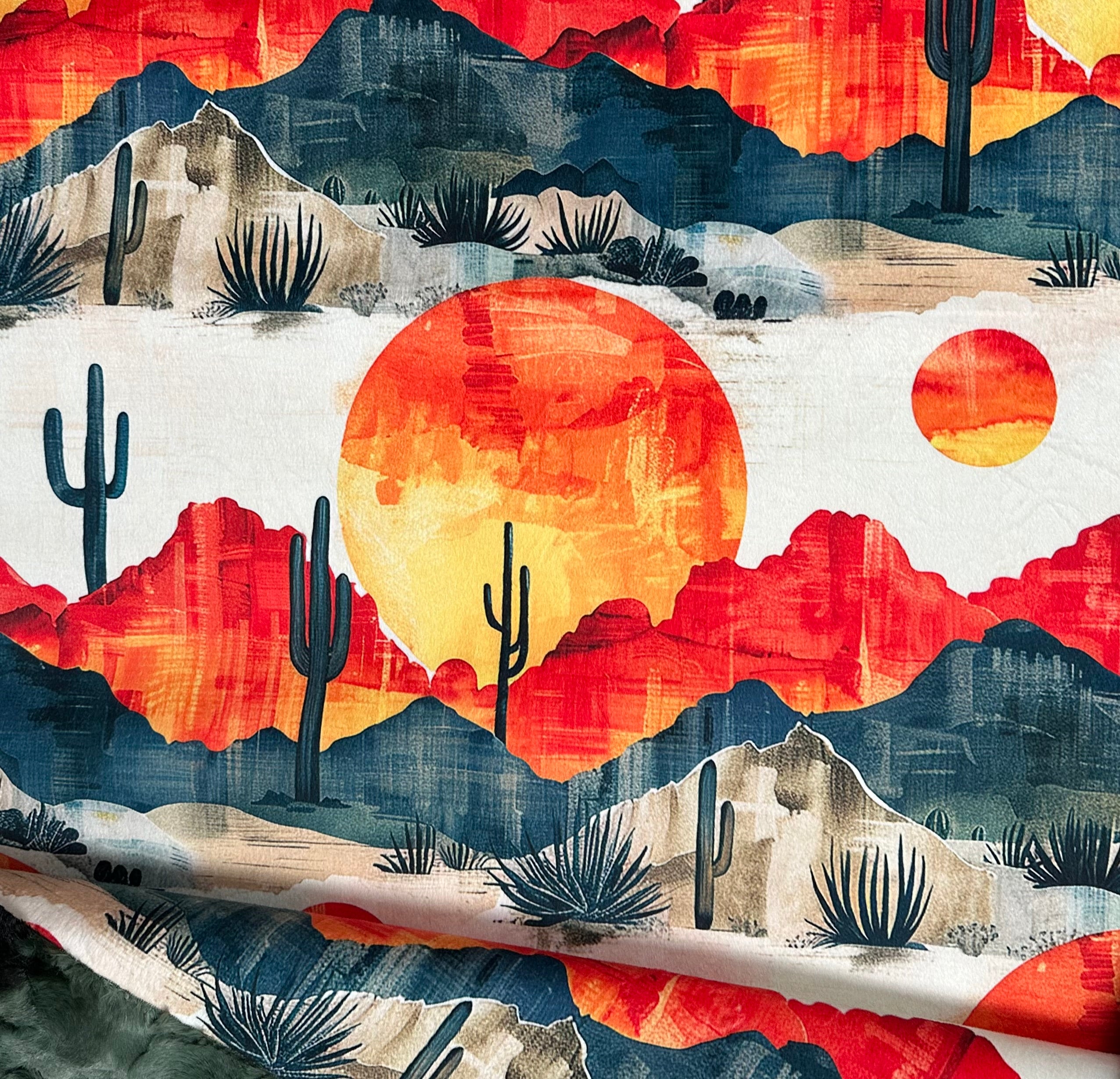 Arizona Landscape Camo Print Luxe Large 55x79 Minky Blanket - Soft & Cozy for Bedroom, Living Room, or Outdoor Adventures