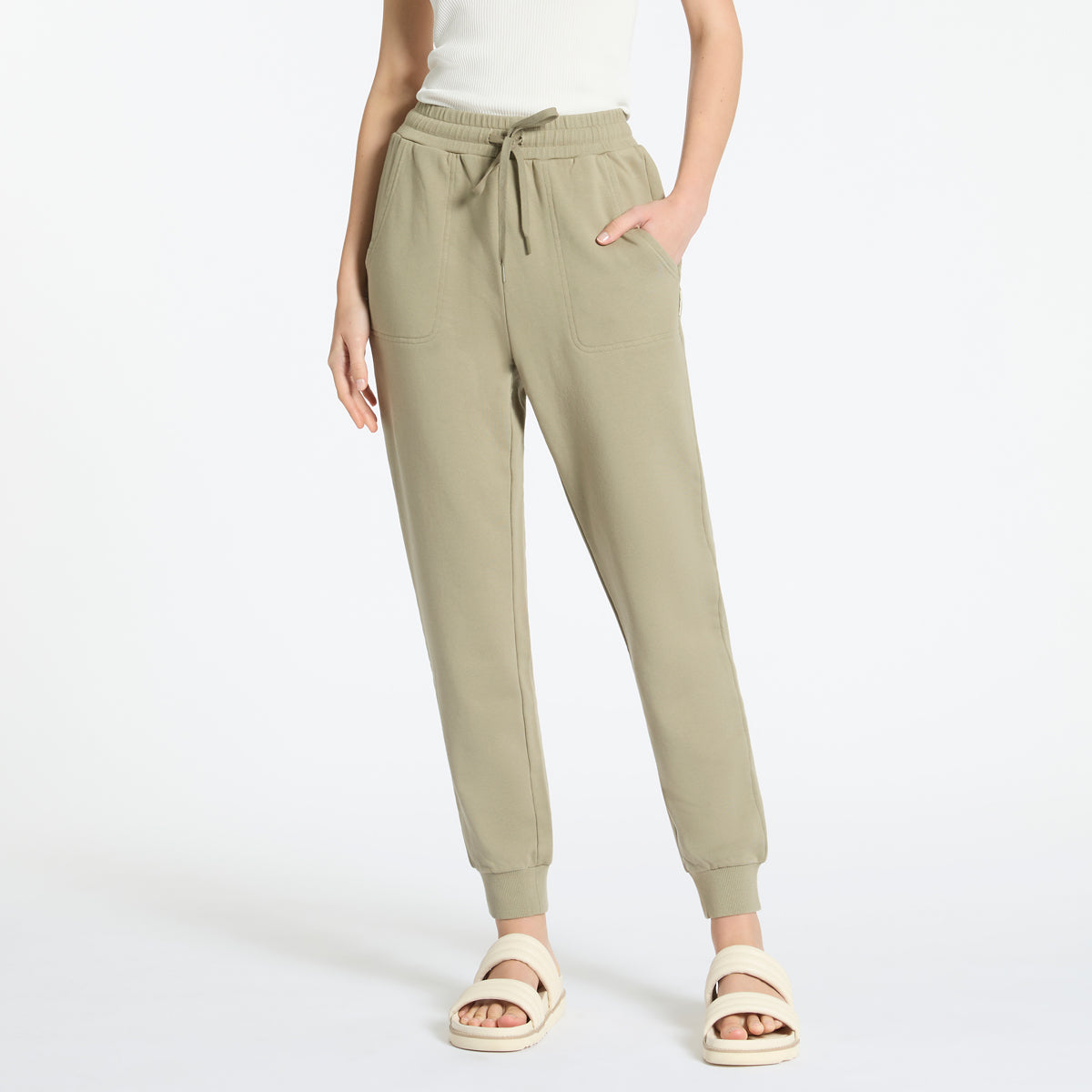 As You Wake Women's High-Waisted Track Pants - Soft Washed Sage Green Joggers for Yoga, Running & Lounge Wear | Comfortable Athletic Pants for Workouts & Casual Outfits