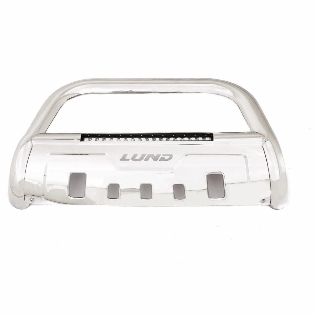 Lund Bull Bar for Chevy Tahoe 2007-2020 with LED Light & Wiring Kit - Polished Stainless Steel Grille Guard (Model 47021214) | Heavy-Duty Front Bumper Protection for Off-Roading & Truck Customization