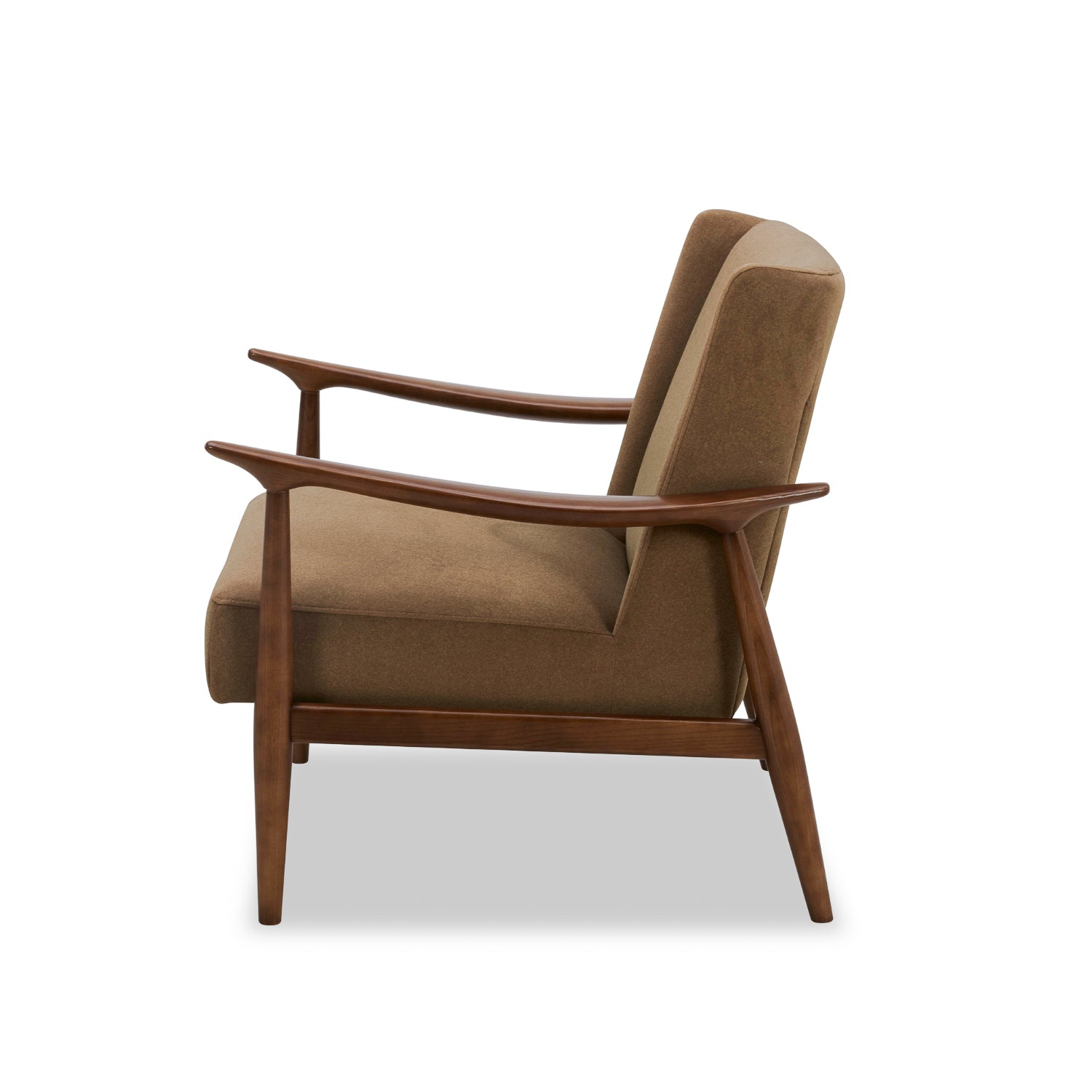Nevis Lounge Chair - Tawny Brown Matte Velvet Upholstered Accent Chair for Living Room, Bedroom & Office | Modern Comfortable Seating for Relaxing & Reading