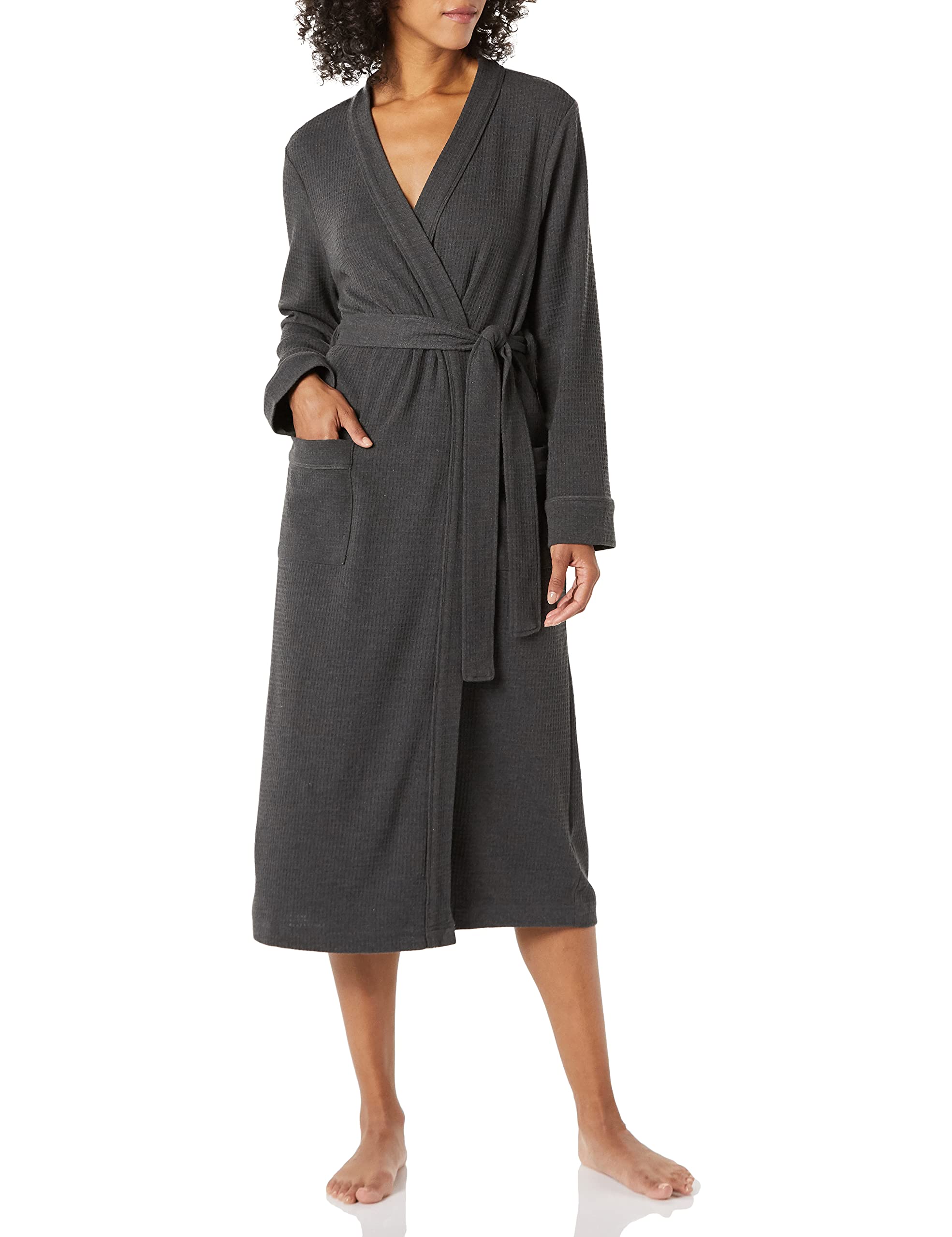 Amazon Essentials Women's Lightweight Waffle Full-Length Robe - Soft Comfortable Bathrobe for Spa, Lounge & Home Relaxation (Plus Size Available)