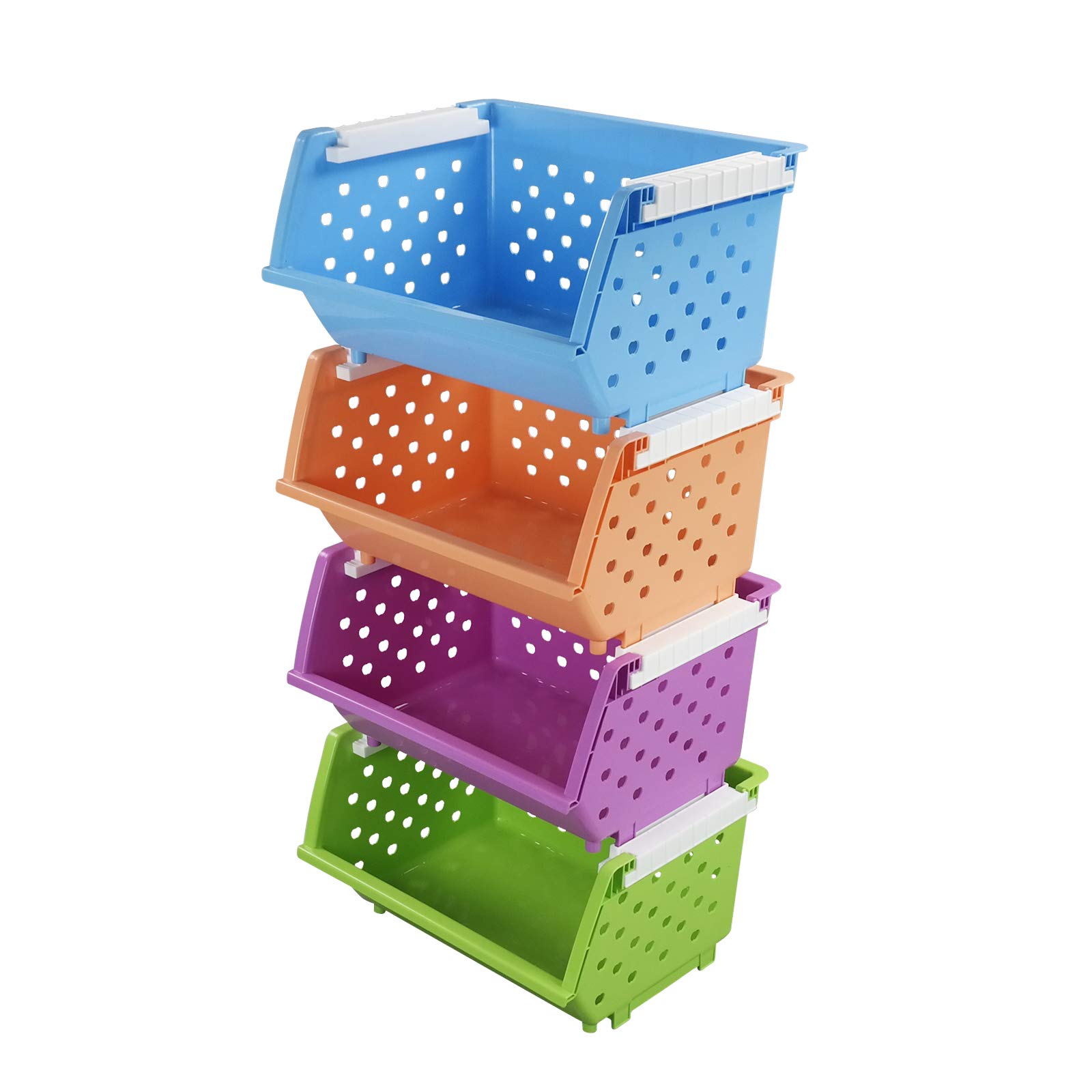 4-Pack Colorful Stackable Storage Baskets for Home Organization