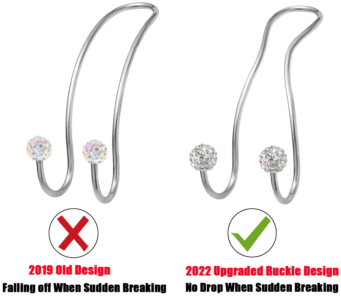 MTGOCHA Upgraded Bling Car Purse Hook Hanger - 2 Pack Silver Car Seat Headrest Hook for Women, Perfect for Handbags, Totes & Shopping Bags - Ideal for Road Trips, Commuting & Errands
