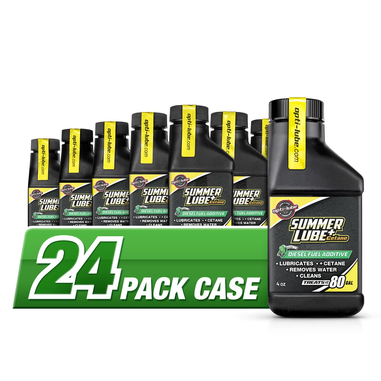 Opti-Lube Summer+ Cetane Boost Diesel Fuel Additive - 4oz Bottles (24 Pack Case) - Improves Engine Performance & Fuel Efficiency for Trucks, SUVs, and Heavy-Duty Vehicles