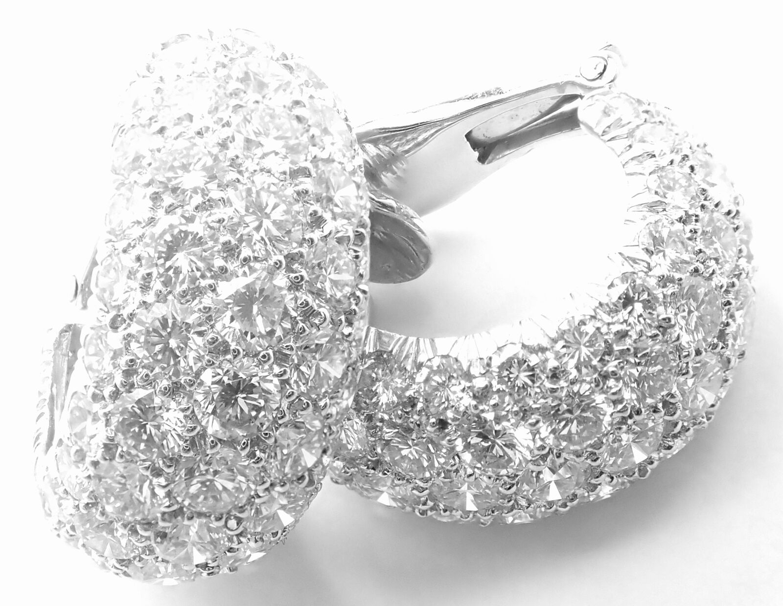 Authentic David Webb Platinum 18k White Gold 10 Carat Diamond Hoop Earrings for Women - Luxury Jewelry Gift for Anniversary, Wedding & Special Occasions