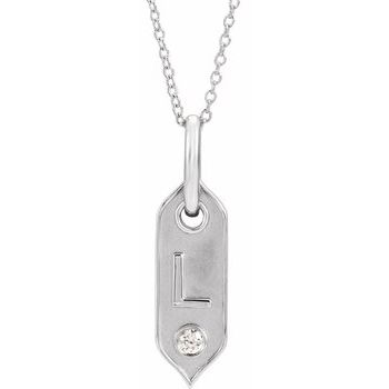 14K Gold 0.05 CT Natural Diamond Initial 