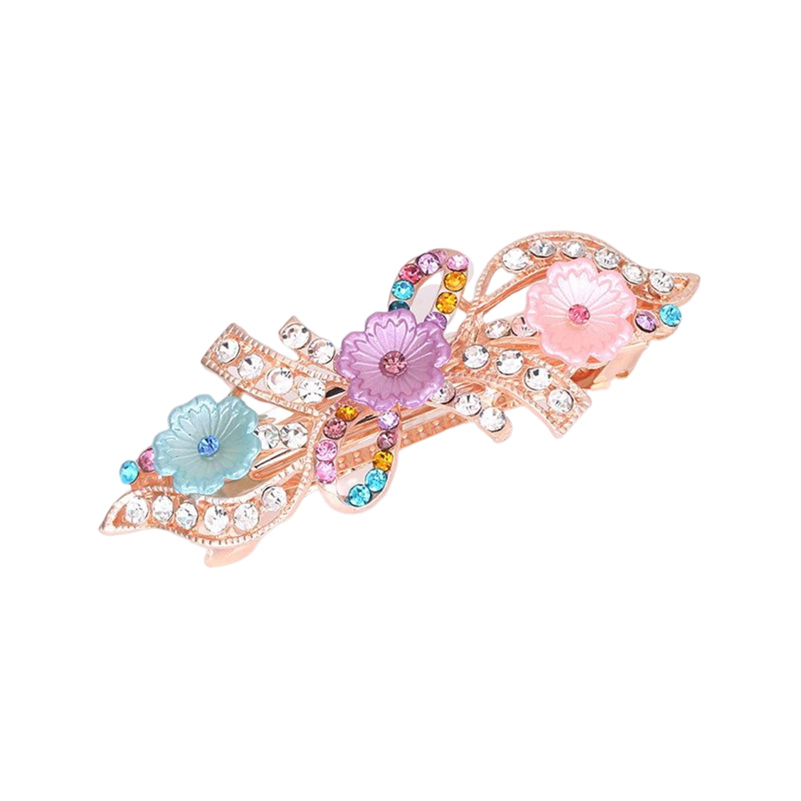 Elegant Pearl & Rhinestone Snap Hair Clips for Women - Shiny Flower & Leaf Metal Barrettes for Thin or Thick Hair | Perfect for Parties, Weddings & Everyday Styling