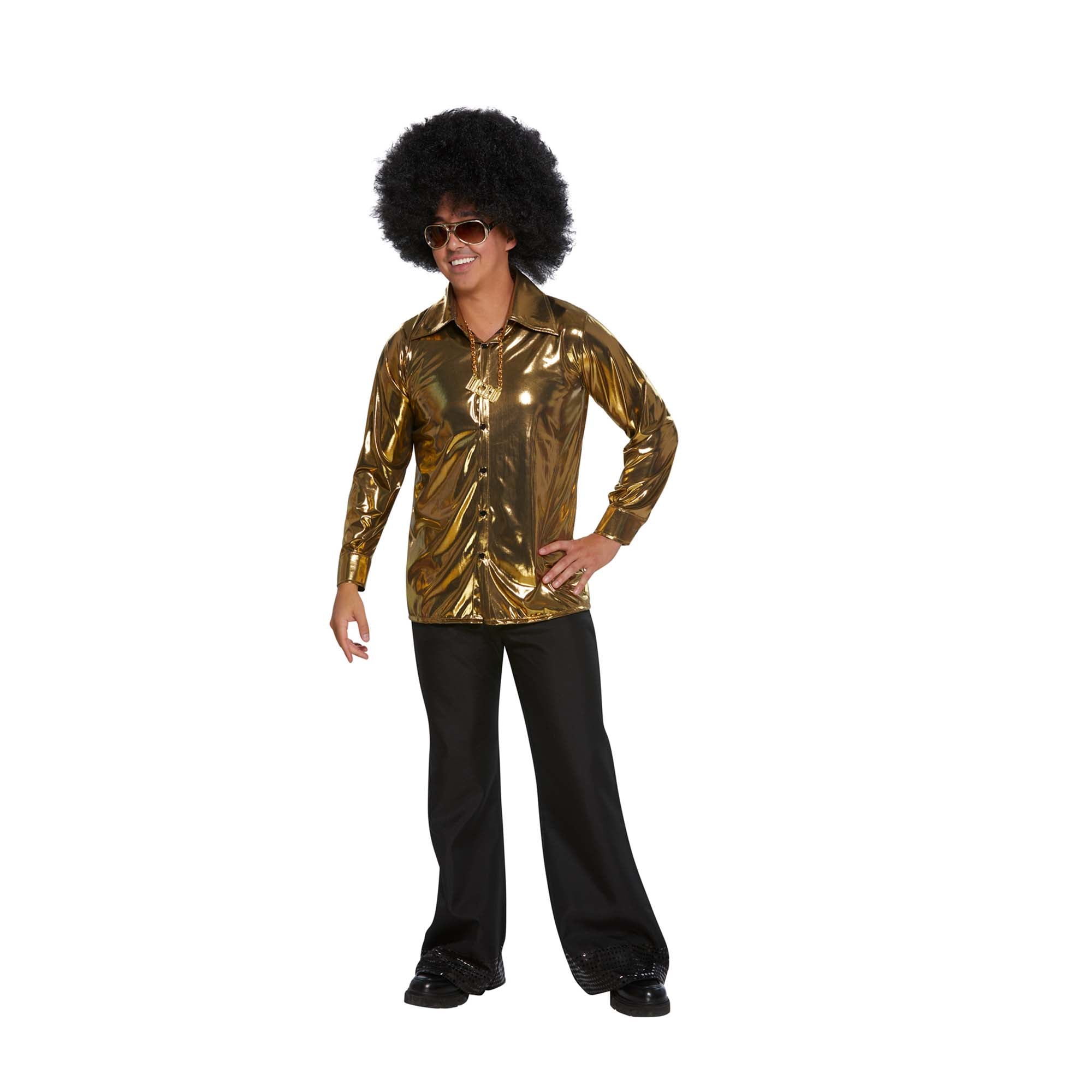 Vintage 70s Disco Gold Shirt for Men & Women - Retro Party Costume, Halloween Outfit, Themed Dancewear - Perfect for 70s Parties, Halloween Costumes & Dance Performances