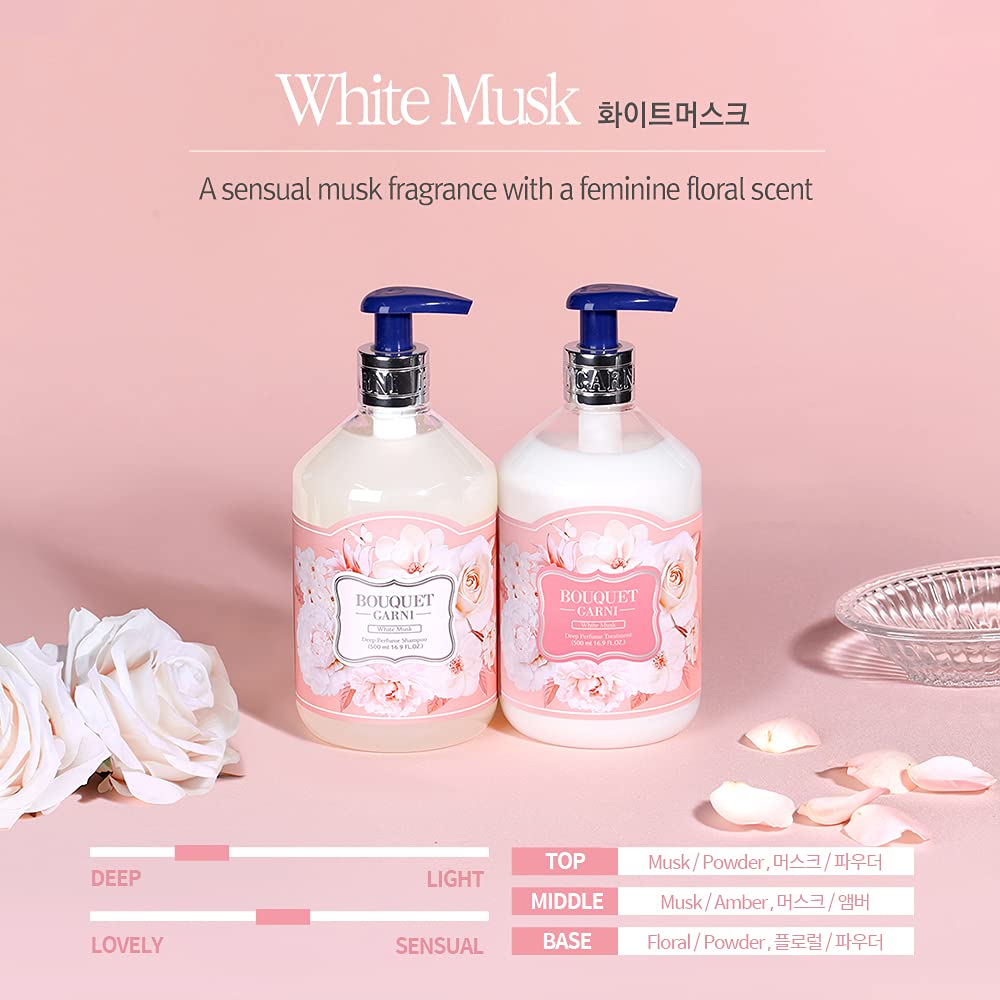 BOUQUET GARNI White Musk Hair Conditioner - Long Lasting Fragrance, Natural Ingredients with Argan Oil, Protein & Amino Acids - 16.9 Fl Oz for Soft, Soothing Scalp & Hair Care - Perfect for Daily Use, Dry/Damaged Hair Treatment & Salon-Quality Results at Home