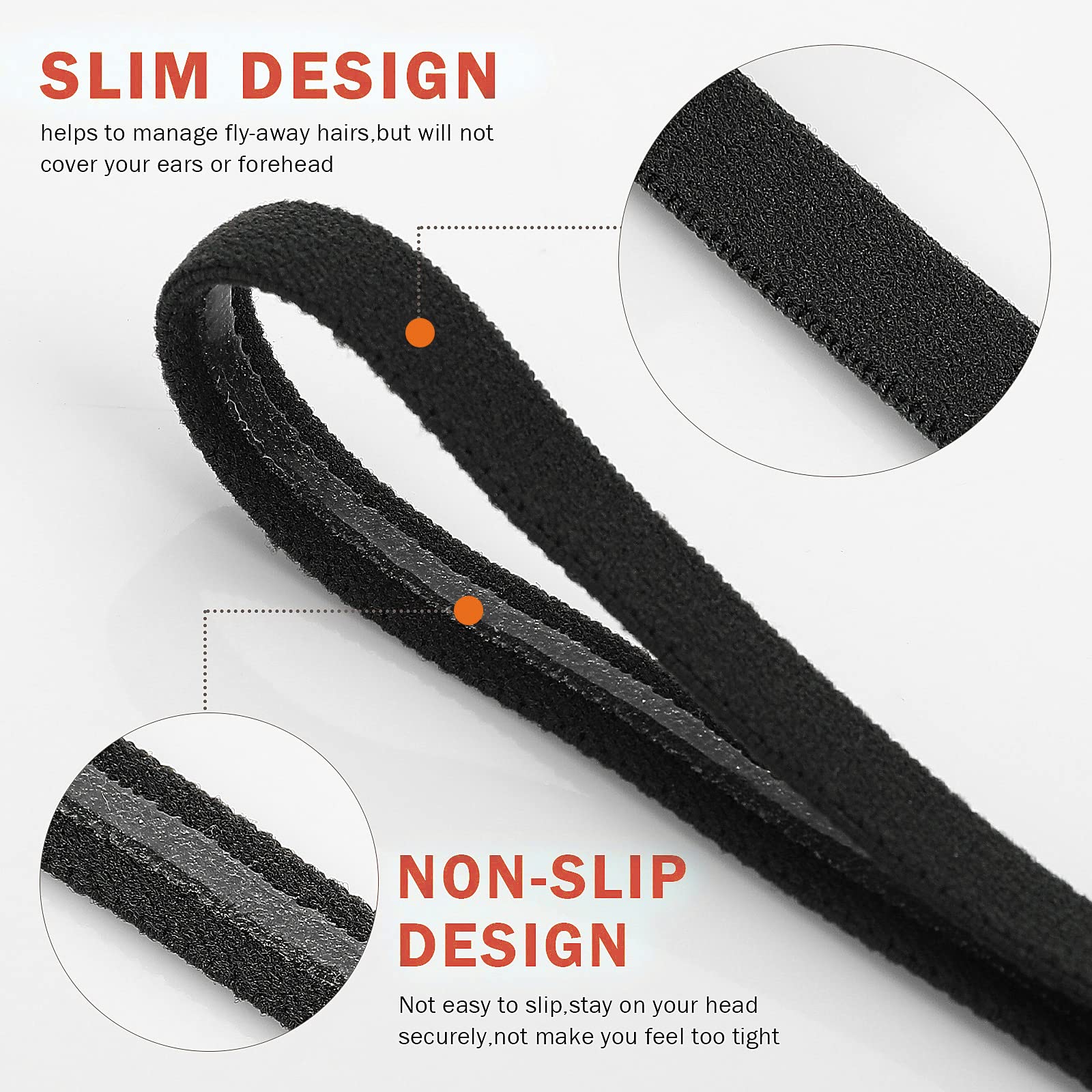 4 Pack Non-Slip Elastic Sports Headbands - Sweat Absorbent Running & Yoga Hairbands for Women & Men - Adjustable Workout Headwear for Football, Gym, Outdoor Exercise & Active Lifestyle