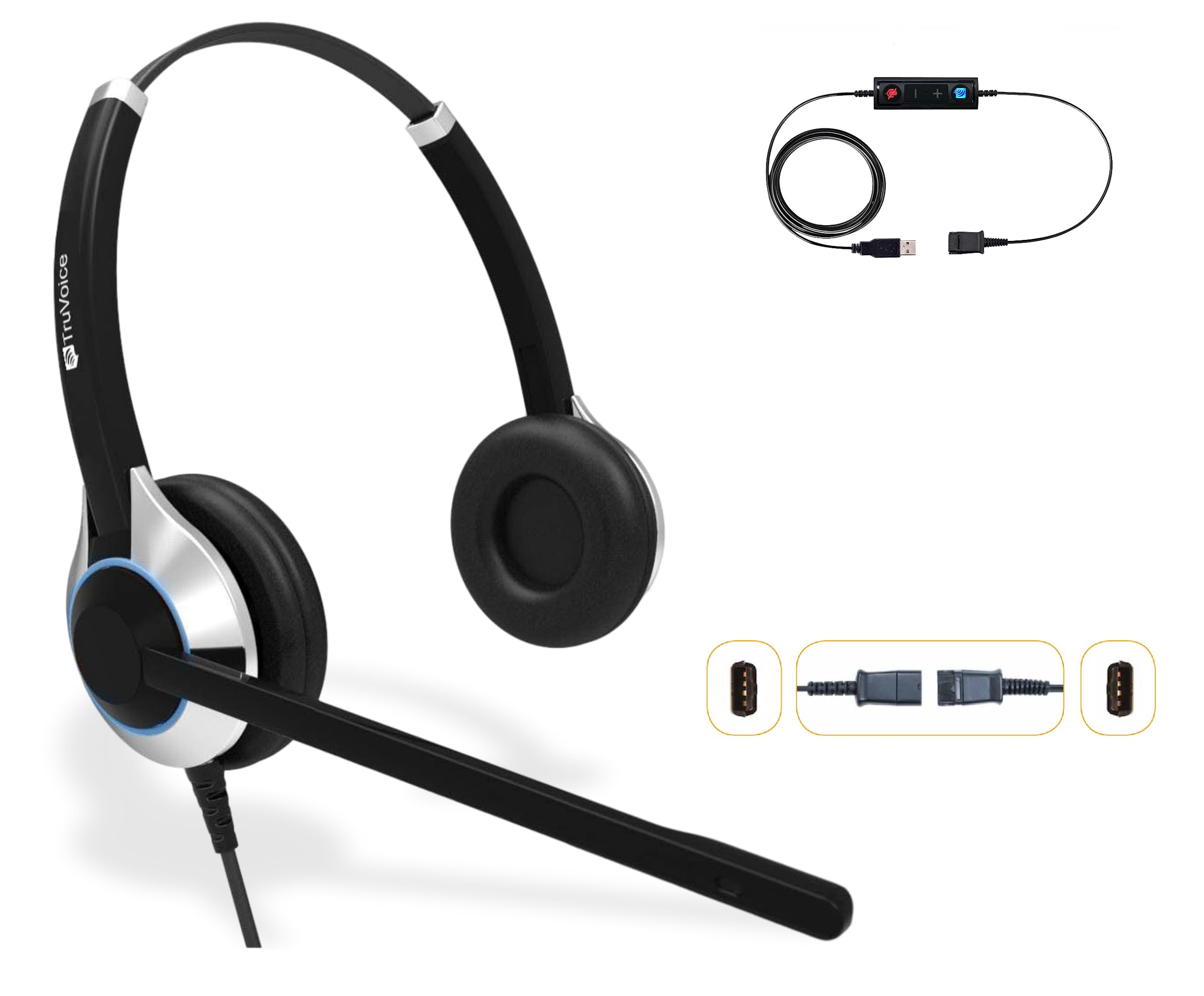 TruVoice HD-550 USB Premium Noise Canceling Headset for Office & Call Center | HD Speakers & Clear Mic | Compatible with All VoIP Systems | Perfect for Remote Work, Customer Service & Online Meetings