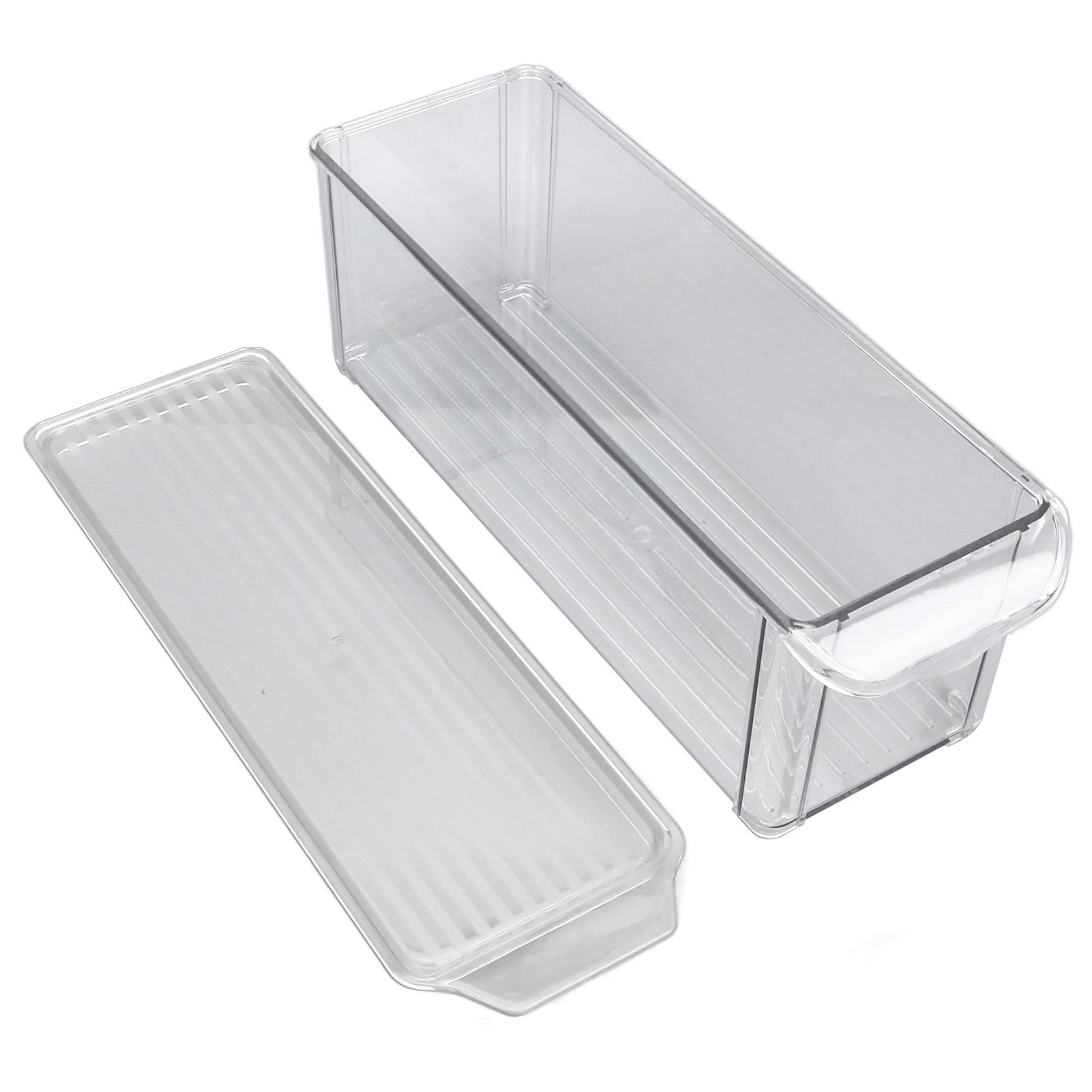 Delaman Clear Plastic Storage Bin - Large Capacity, Food Grade, Durable & Portable for Pantry Organization | Perfect for Kitchen, Bathroom, and Office Storage