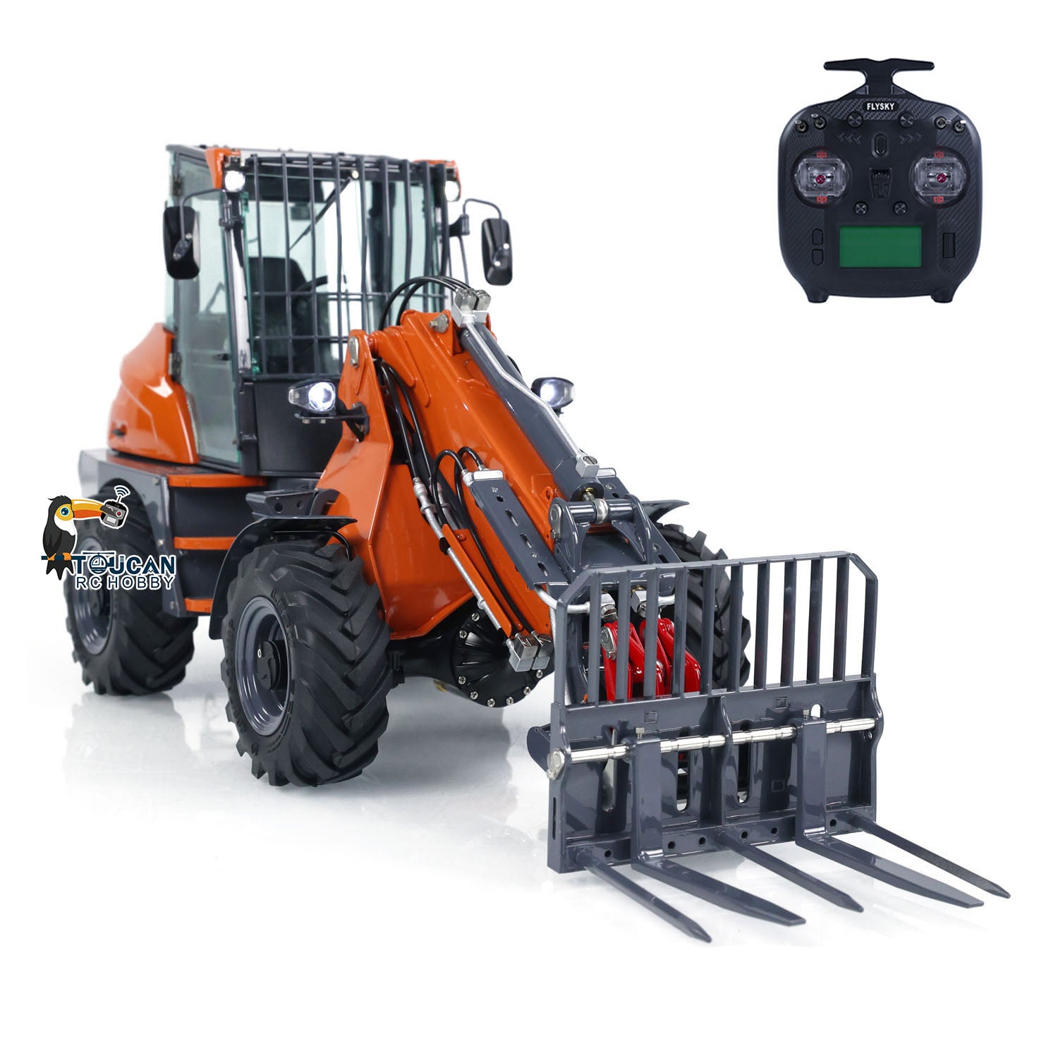 1/14 Scale LESU AT1050 4X4 Hydraulic RC Forklift Truck with Telescopic Arm - Painted & Assembled Model with ST8 Radio System - Perfect for Construction Site Simulation & Indoor RC Vehicle Play