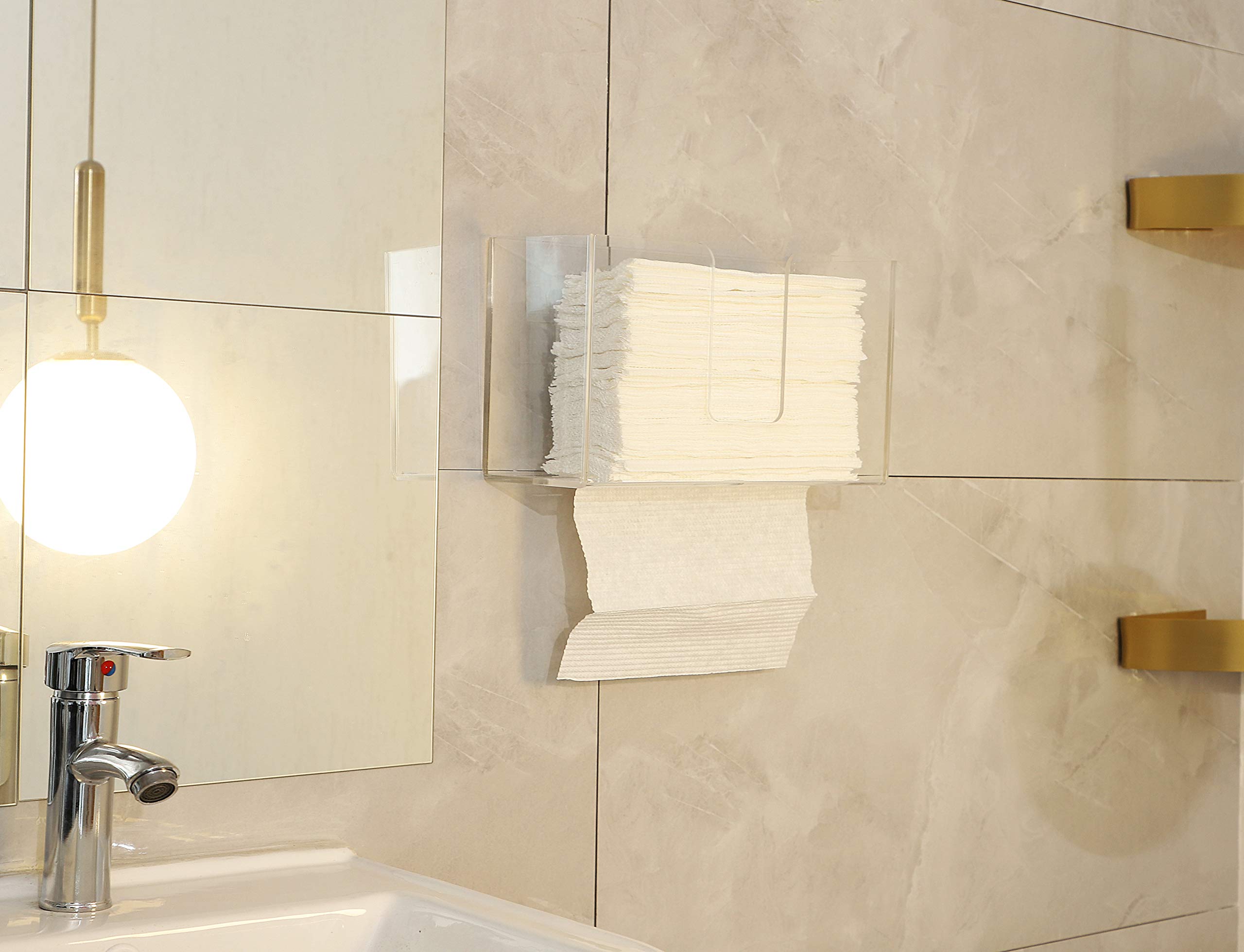 Wall Mount Acrylic Paper Towel Dispenser for Bathroom, Office & Kitchen - Multi-Fold, C-Fold, Z-Fold & Tri-Fold Hand Towel Holder - Clear & Durable - Perfect for Home, Restaurant & Commercial Use