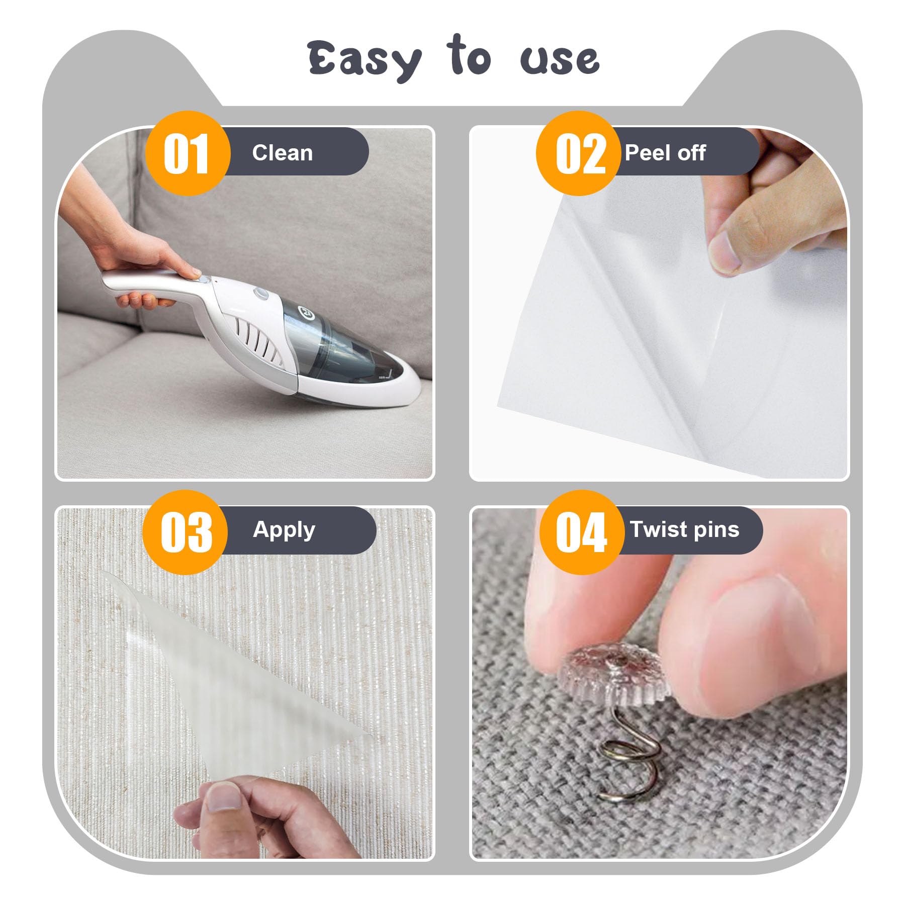 Double Thick Cat Scratch Furniture Protector - 10Pcs Clear Anti Scratch Couch Protector with 50 Pins | Durable Fabric Protector for Sofa, Chair & Furniture | Perfect for Pet Owners & Home Décor