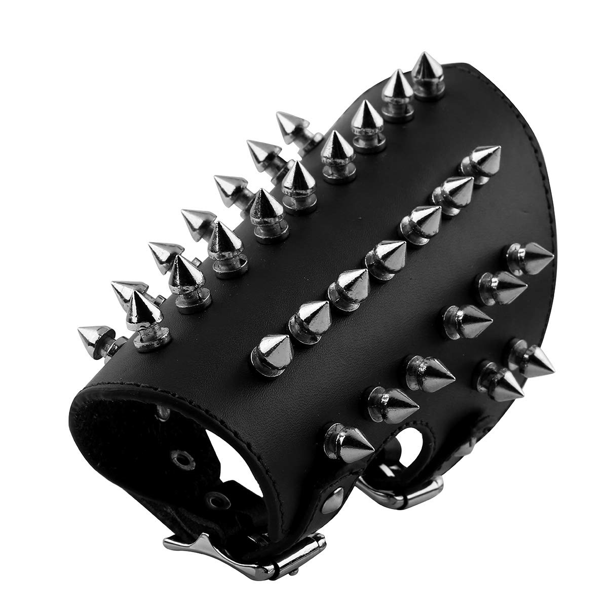 FEESHOW Unisex Faux Leather Metal Spikes Gauntlet Wristband - Gothic Punk Armor Cuff for Medieval Cosplay, Motorcycle Protection & Fashion Accessories