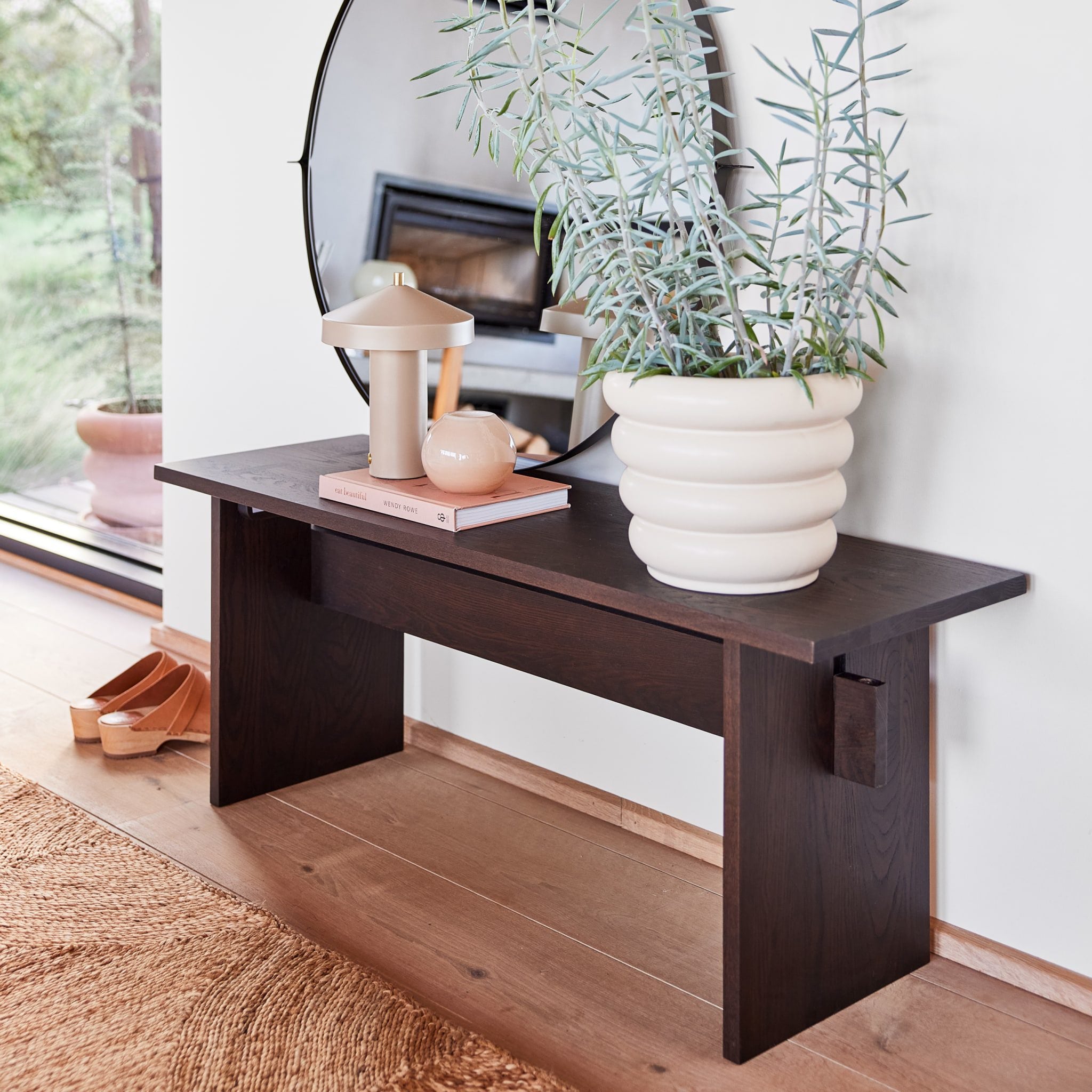 OYOY Kotai Bench - Dark Ash Wooden Bench for Living Room, Bedroom & Entryway | Modern Scandinavian Furniture for Home Decor