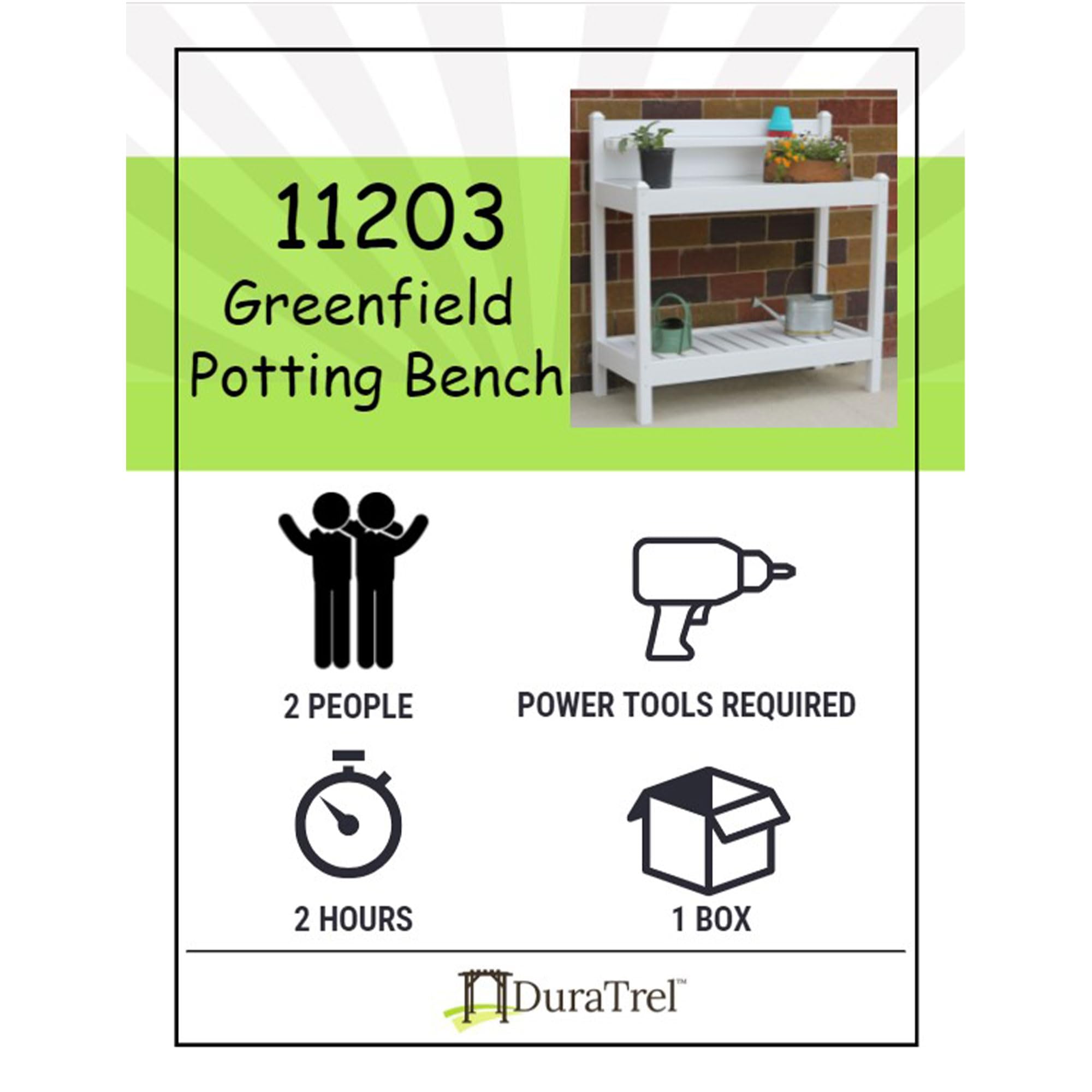 Durable PVC Vinyl Indoor/Outdoor Potting Bench with Shelf - White - Perfect for Gardening, Plant Care & Storage of Tools & Accessories - Ideal for Patio, Greenhouse & Backyard Use