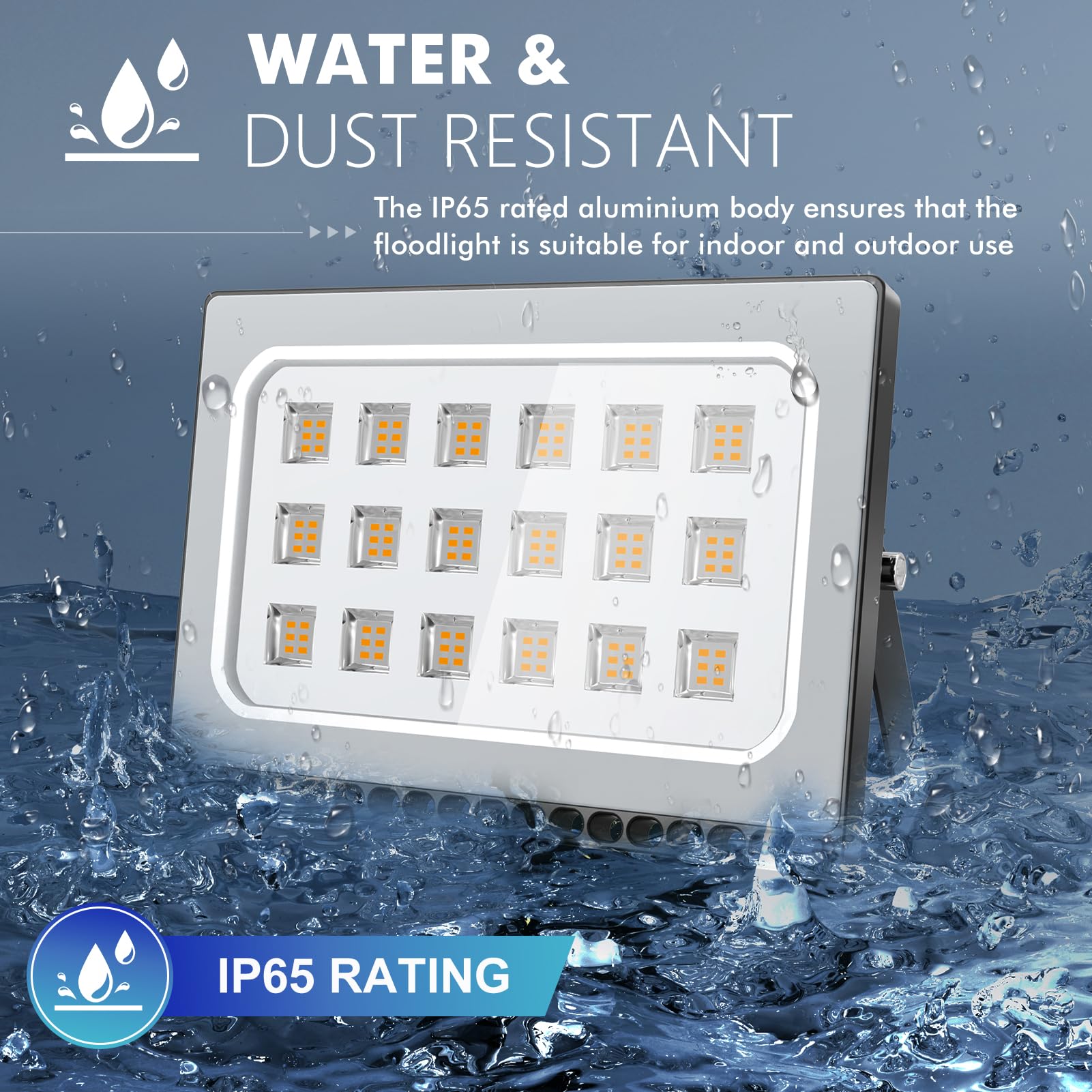 Viugreum 10 Pack 100W LED Flood Lights Outdoor Waterproof IP67 - 110V 10000LM Super Bright Warm White (3000K) Security Wall Landscape Lights with US Plug - Perfect for Driveway, Backyard, Garden, and Building Exterior Lighting