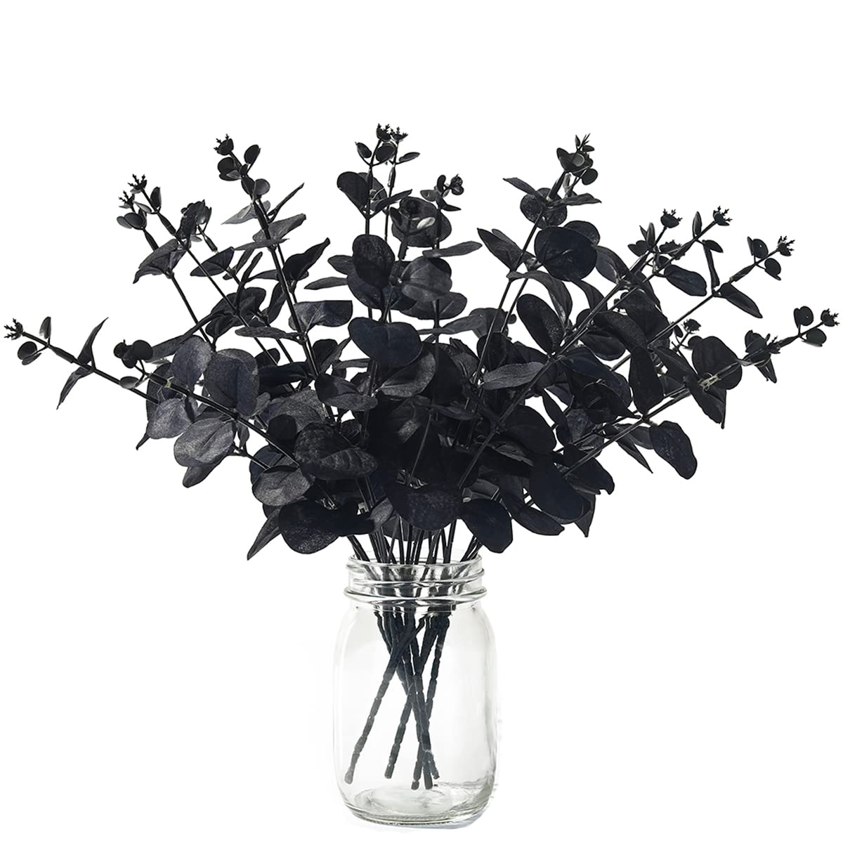 6 Pack Artificial Black Eucalyptus Stems with Dark Leaves - 14