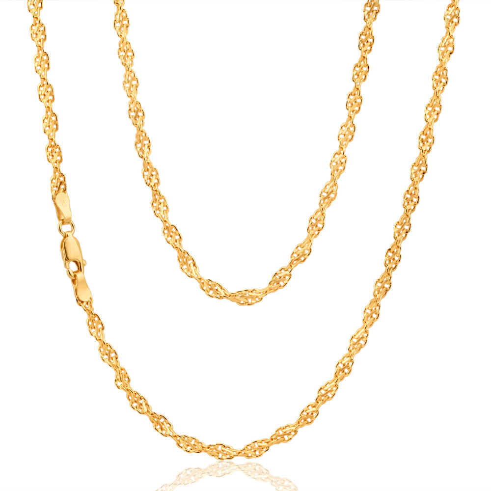 9ct Alluring Yellow Gold Copper Filled Singapore Chain Necklace for Women - Elegant Layering Piece for Everyday Wear & Special Occasions