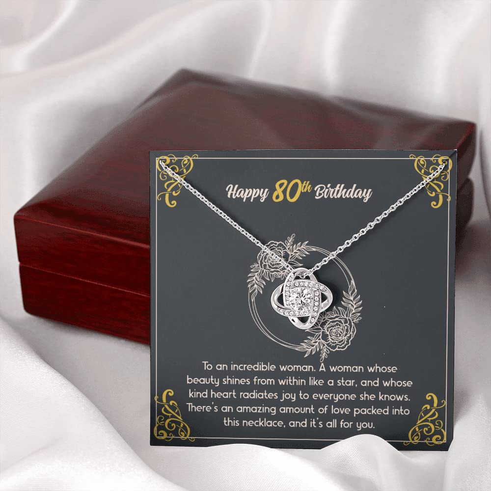 80th Birthday Necklace for Women with Personalized Message Card - Elegant 80 Years Old Milestone Jewelry Gift for Grandma, Mother, Wife - Perfect for Birthday Celebrations, Anniversary & Special Occasions