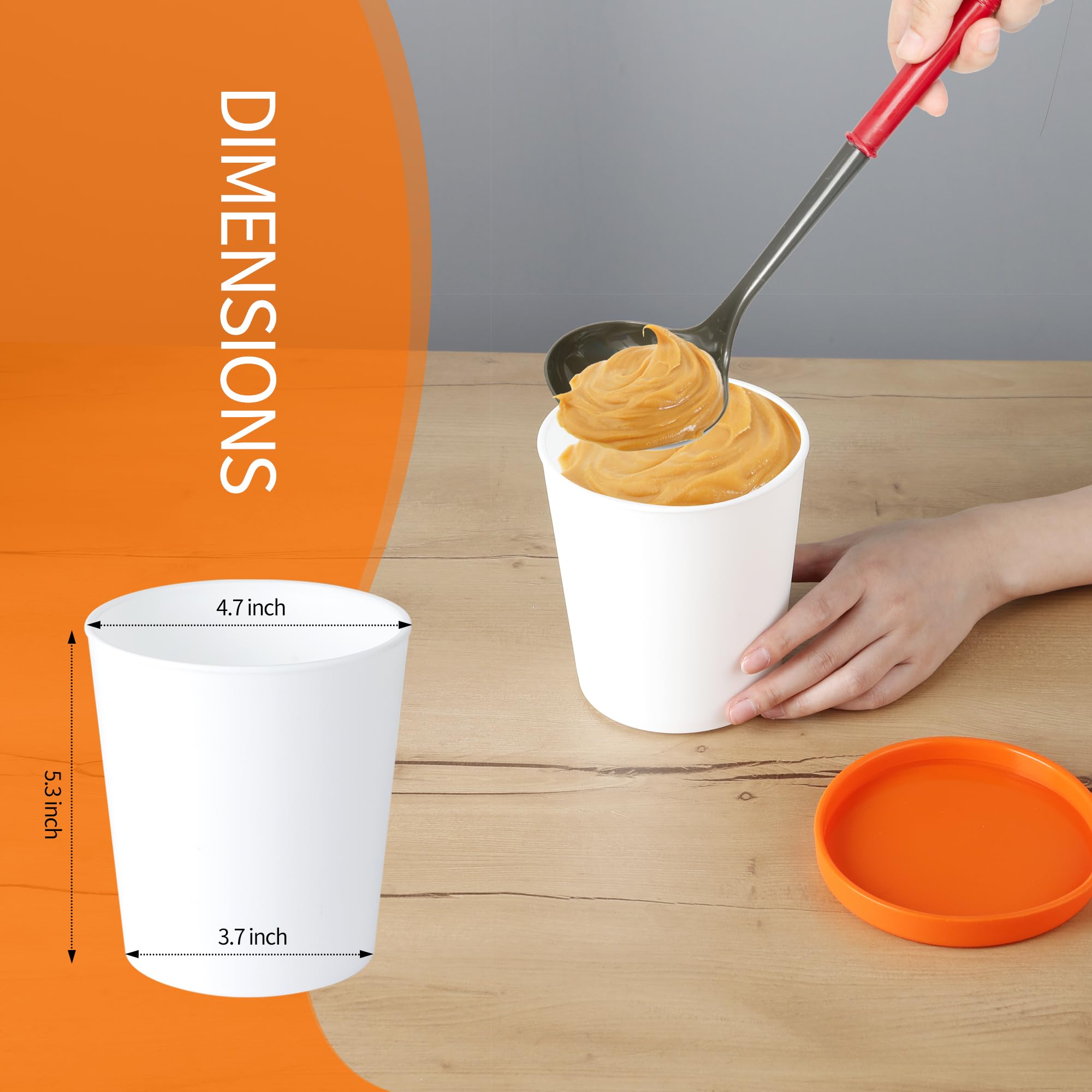 Reusable 4-Pack 1 Quart Ice Cream Storage Containers with Silicone Lids - Leak-Proof Freezer Containers for Homemade Ice Cream, Gelato, Sorbet | Perfect for Parties, Picnics & Bulk Ice Cream Storage