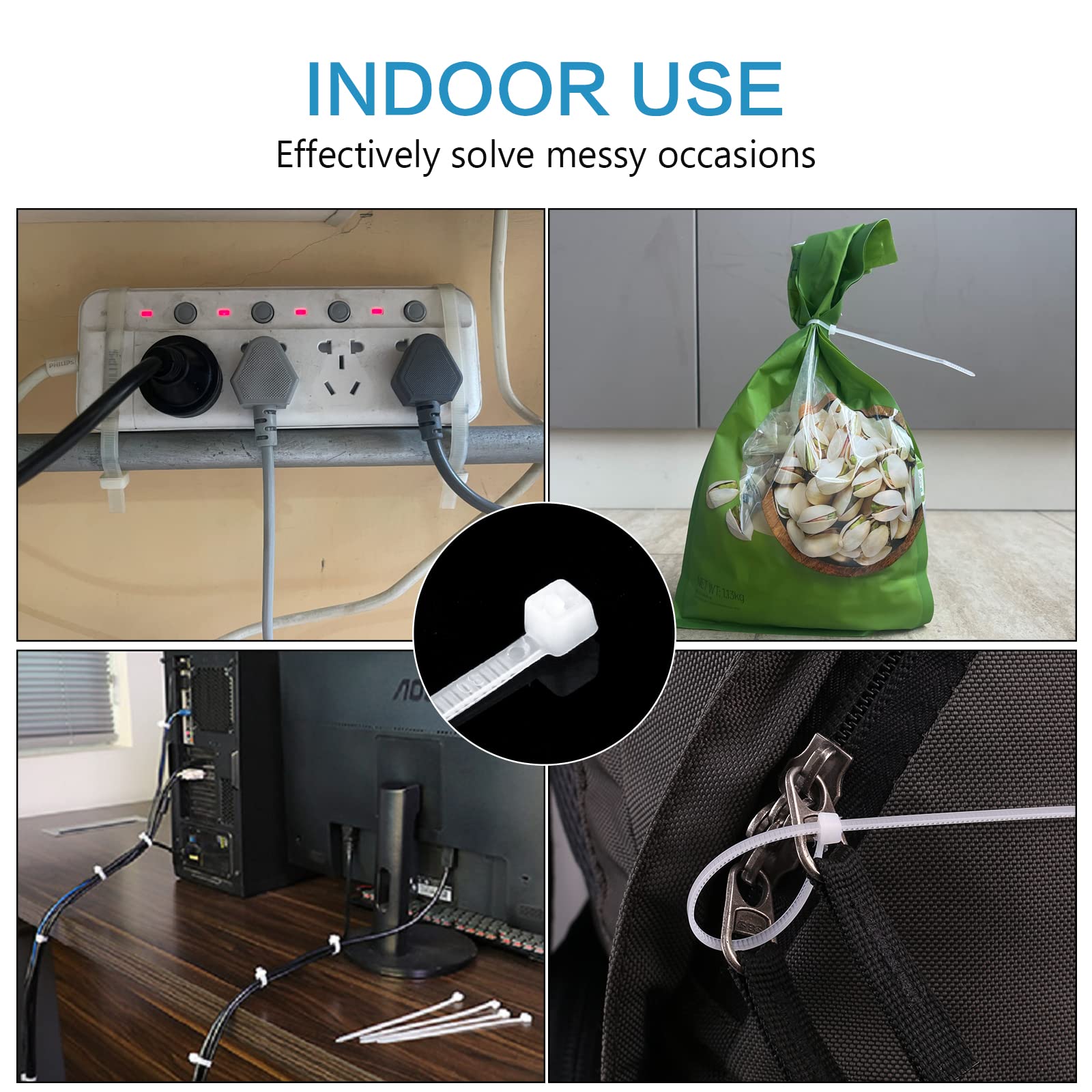1000 Pcs 6-Inch White Self-Locking Nylon Cable Ties | Heavy Duty Zip Ties for Indoor & Outdoor Use | Secure Wires, Organize Cables, Bundle Items | Perfect for Home, Office, Garage & DIY Projects