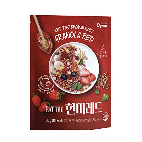 Ograe Organic Brown Rice Granola with Mixed Fruits - Crunchy, Gluten-Free Breakfast Cereal for Healthy Snacking at Home, Office, or On-The-Go