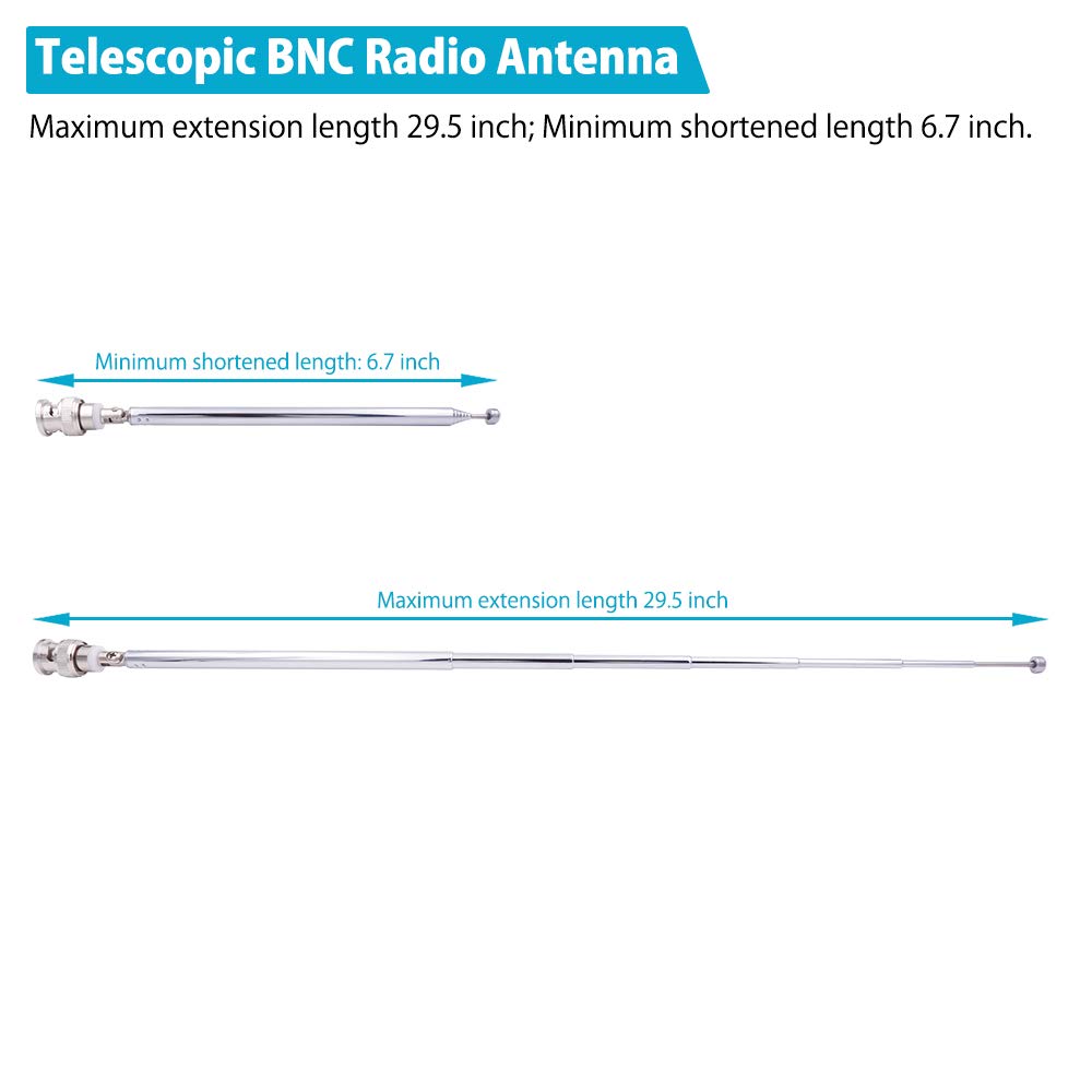 Fancasee BNC Radio Antenna - Telescopic Stainless Steel HF VHF UHF Antenna with BNC Male Connector for Portable Handheld Radios, Police Scanners & Receivers | Ideal for Emergency Communication, Ham Radio & Field Operations