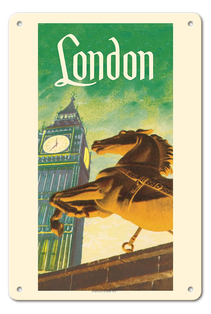 Vintage Pacifica Island Art Travel Poster by Bob Smith c.1953 - 8x12 Inch Retro Metal Tin Sign for Home, Bar & Office Decor | London England Inspired Wall Art