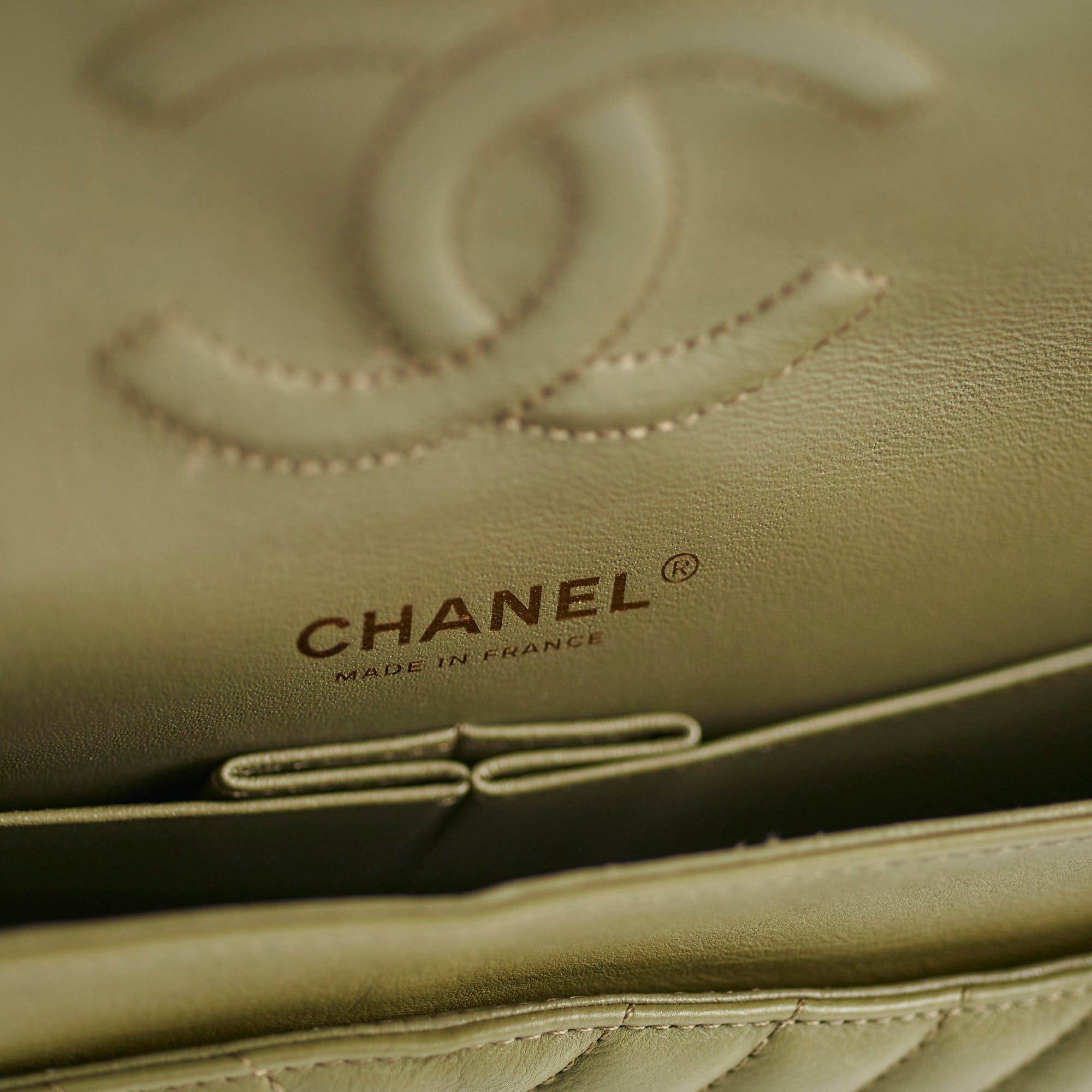 Chanel Chevron M/L Classic Flap Bag in Khaki - Luxury Designer Handbag for Women | Perfect for Work, Evening Events & Special Occasions