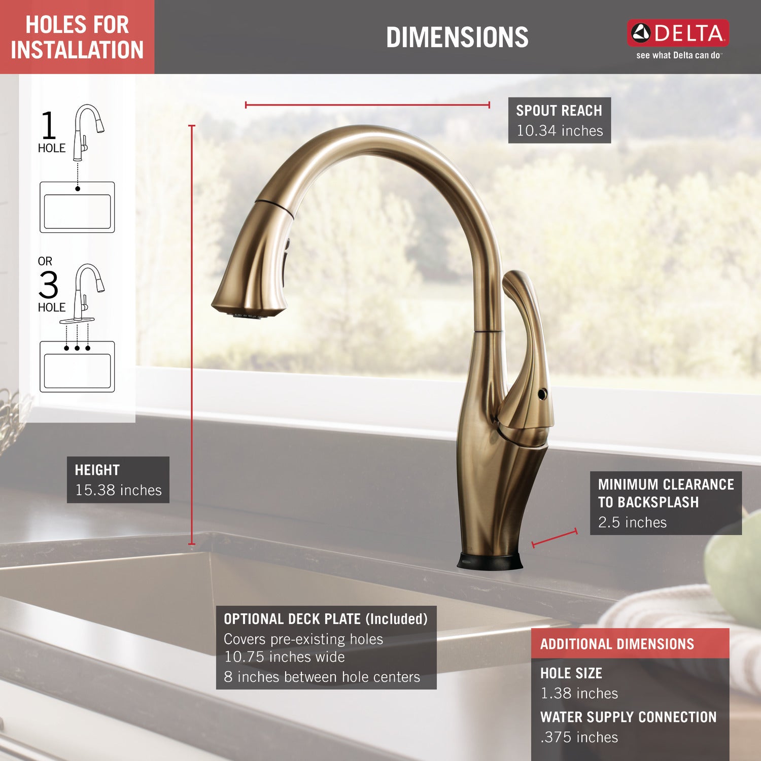 Delta Addison Touch Kitchen Faucet with Pull-Down Sprayer - Champagne Bronze 9192T-CZ-DST - Hands-Free Convenience for Cooking & Cleaning