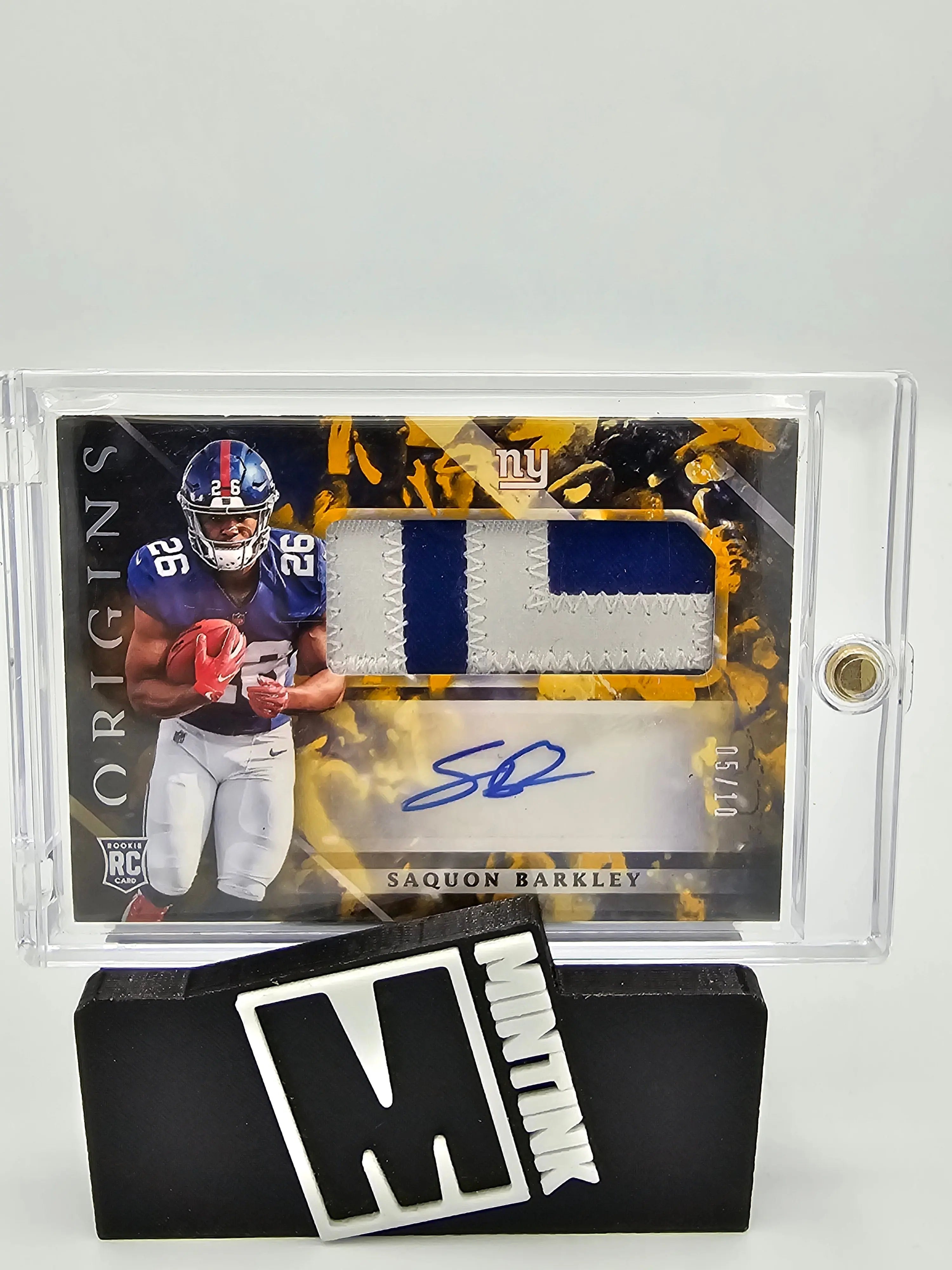 2018 Panini Origins Football Saquon Barkley Rookie Patch Autograph Card 05/10 #103 - Rare Collectible for NFL Fans & Sports Memorabilia Enthusiasts - Perfect for Display, Investment or Gifting