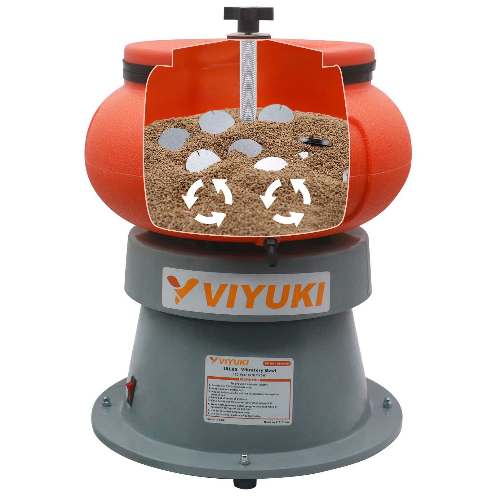 18LBS Electric Vibratory Tumbler Bowl - Metal Polishing Machine for Jewelry, Coins & Small Parts with Walnut Shell Media - Perfect for DIY Crafts, Metal Finishing & Industrial Use