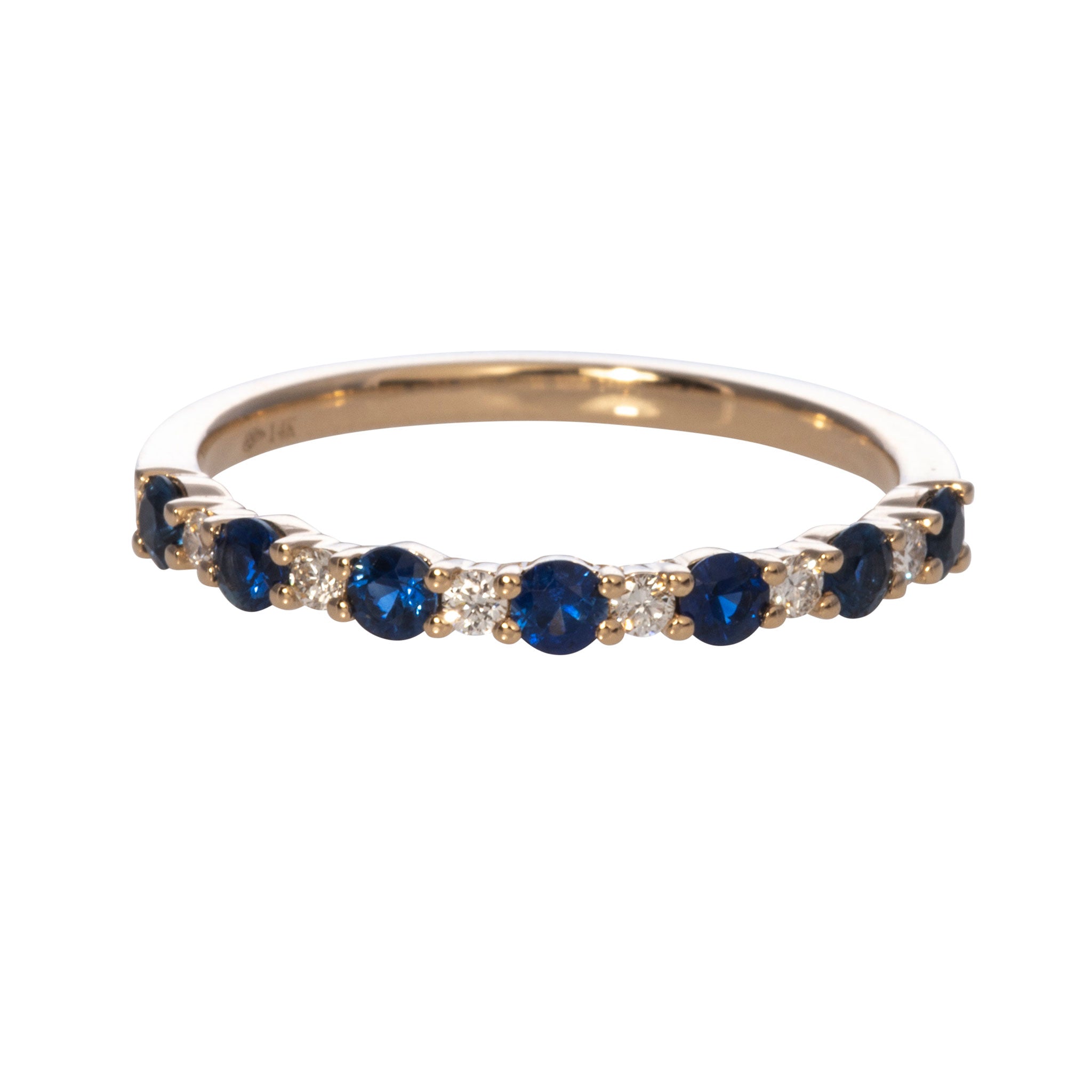 14K Yellow Gold Sapphire & Diamond Halfway Band Ring - Elegant Jewelry for Weddings, Anniversaries & Special Occasions