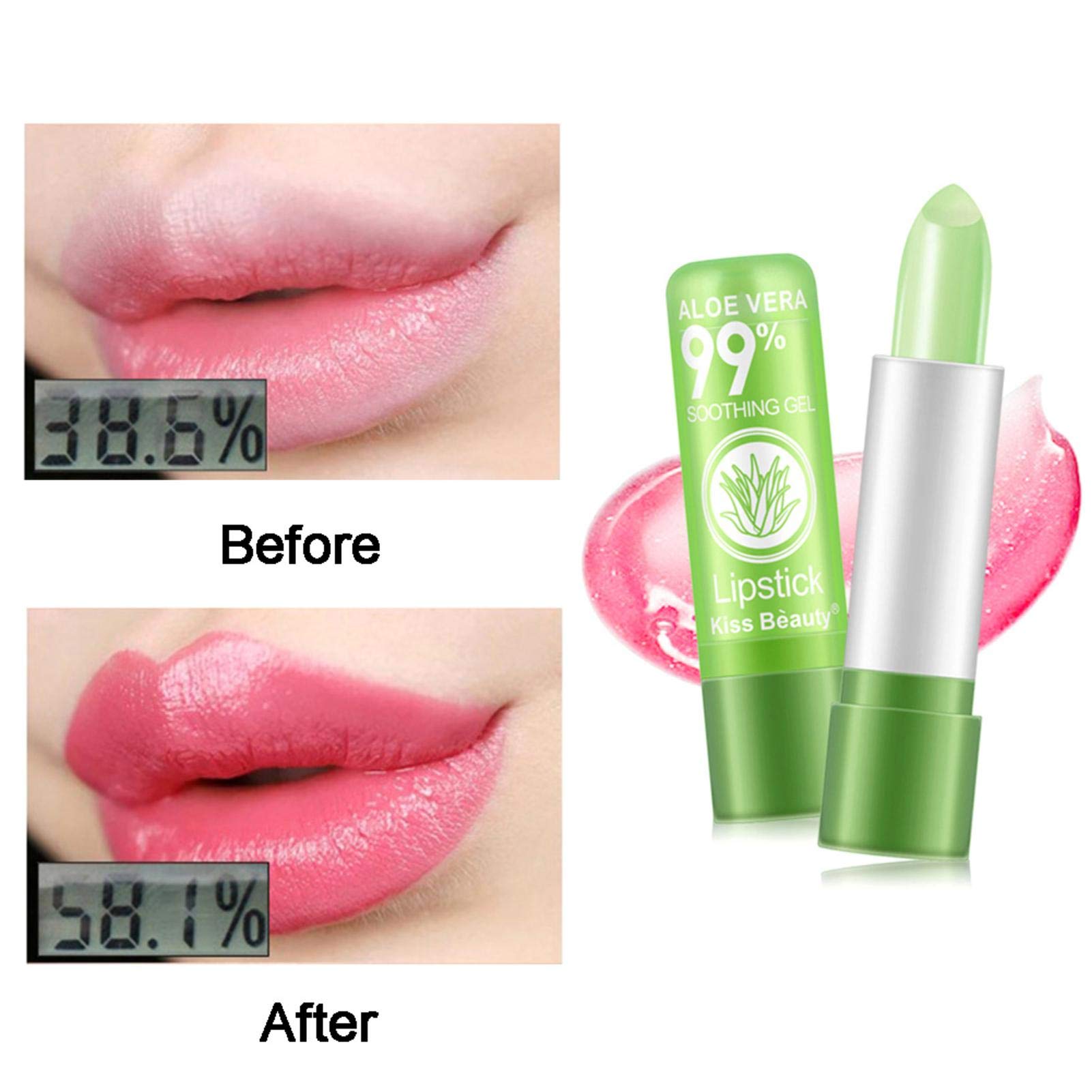 2 Pack Aloe Vera Lipstick - Long Lasting Nutritious Lip Balm with Moisturizing Magic Temperature Color Changing Effect | Hydrating Lip Gloss for Dry Lips, Perfect for Daily Use, Travel & Gifts
