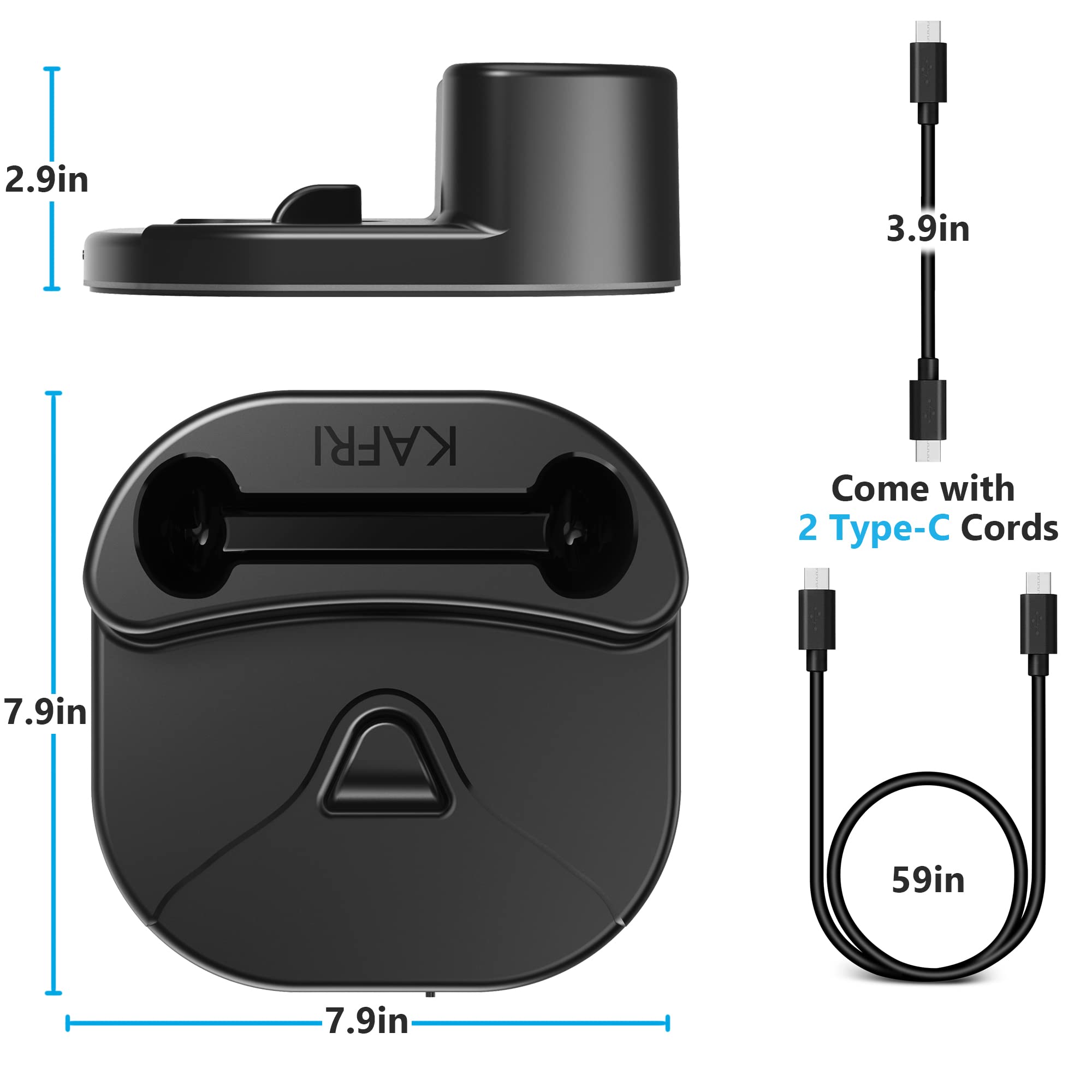 Meta Quest 2 VR Headset Charging Dock with LED Light & Controller Holder - Fast Charging Stand Station for Oculus Quest 2 Accessories - Perfect for Gaming, VR Entertainment & Headset Storage (Black)