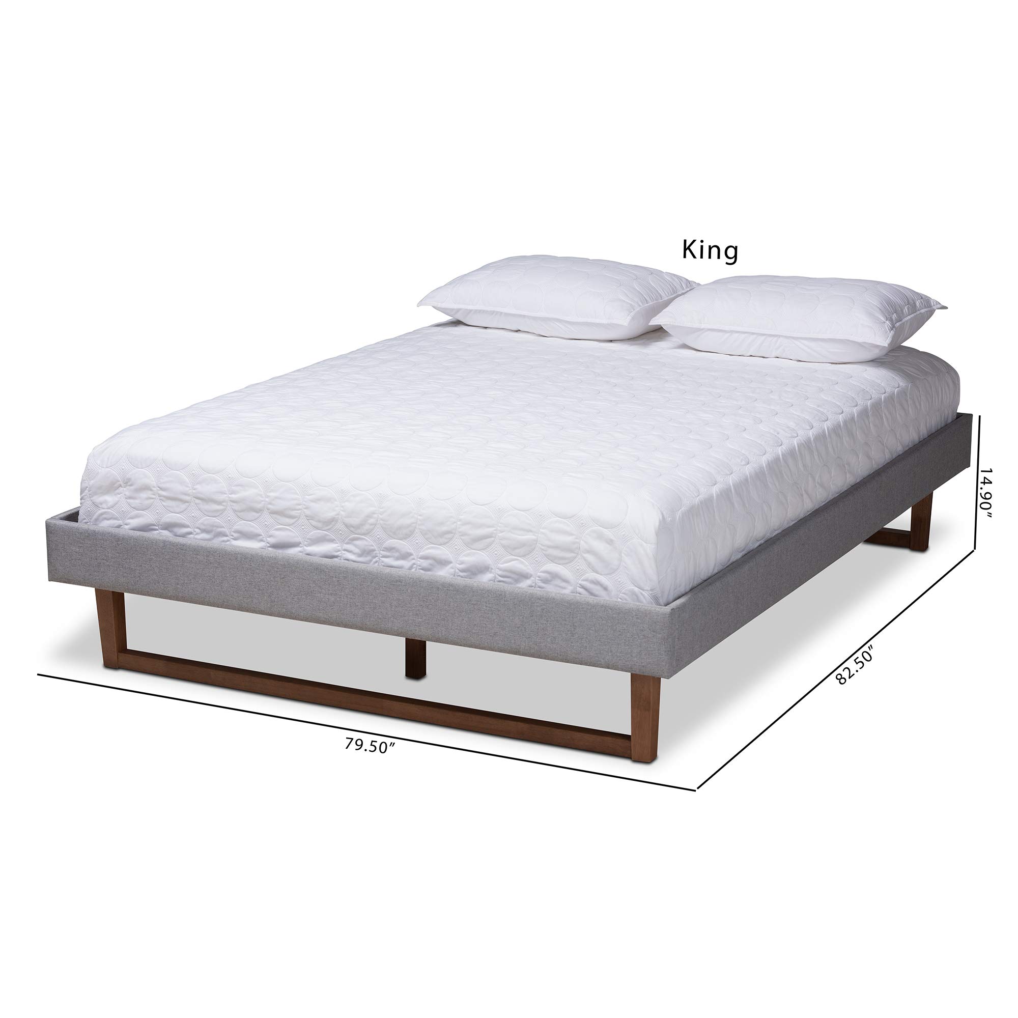 Baxton Studio Modern Double Bed Frame with Headboard - Gray Wooden Platform Bed for Bedroom - Perfect for Small Spaces and Guest Rooms