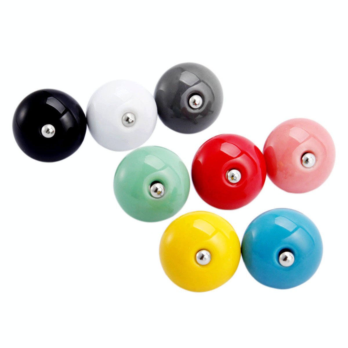 2pcs Red Ceramic Door Knobs - Cabinet & Drawer Pulls for Kitchen & Kids Room