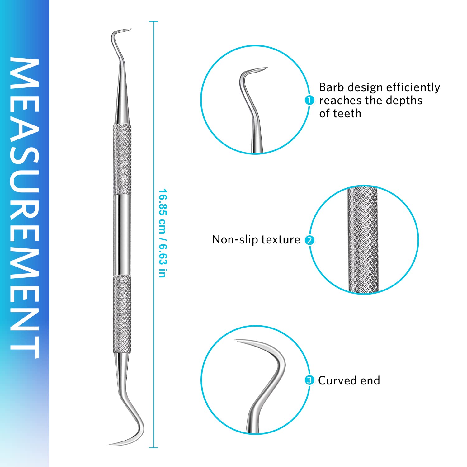 Sopito Stainless Steel Dental Scraper & Plaque Remover Tool - Professional Teeth Cleaning Kit for Dentists & Home Use - Perfect for Tartar Removal, Oral Hygiene & Dental Care