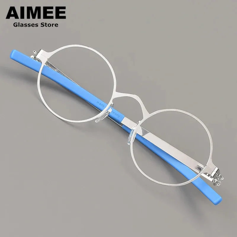 Aimee Women's Full Rim Round Screwless Steel Eyeglasses Frame 1176 - Lightweight Comfortable Eyewear for Reading, Work & Fashion Accessories